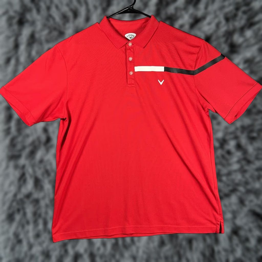 Callaway Callaway Polo Shirt Mens 2XL Red Performance Golf Short Sleeve Striped Contrast Chest Right Sleeve Polo Man Mens Size US XXL / EU 58 / 5 - 1 Thumbnail