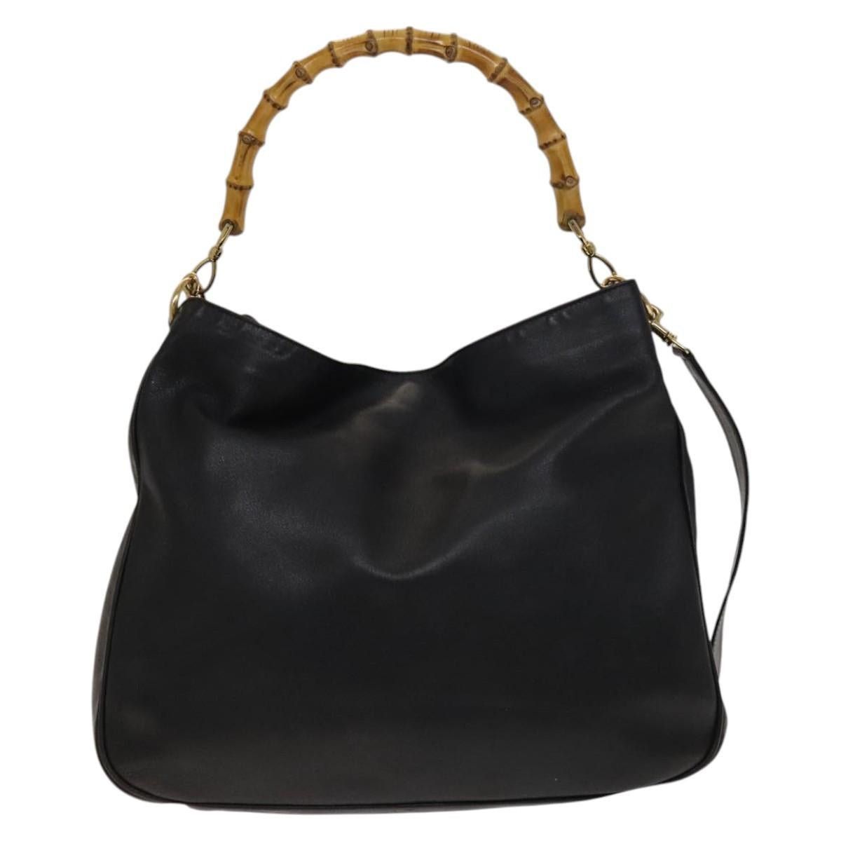 Gucci GUCCI Bamboo Handbag Leather Black Gold 001 1781 001 1781 Size ONE SIZE - 2 Thumbnail