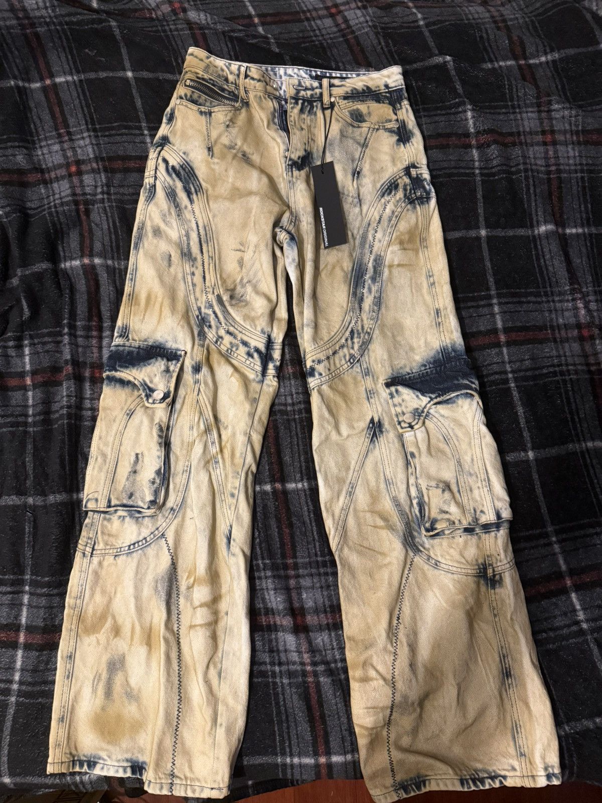 Rockstar Baggy Bleached Cargo Jeans