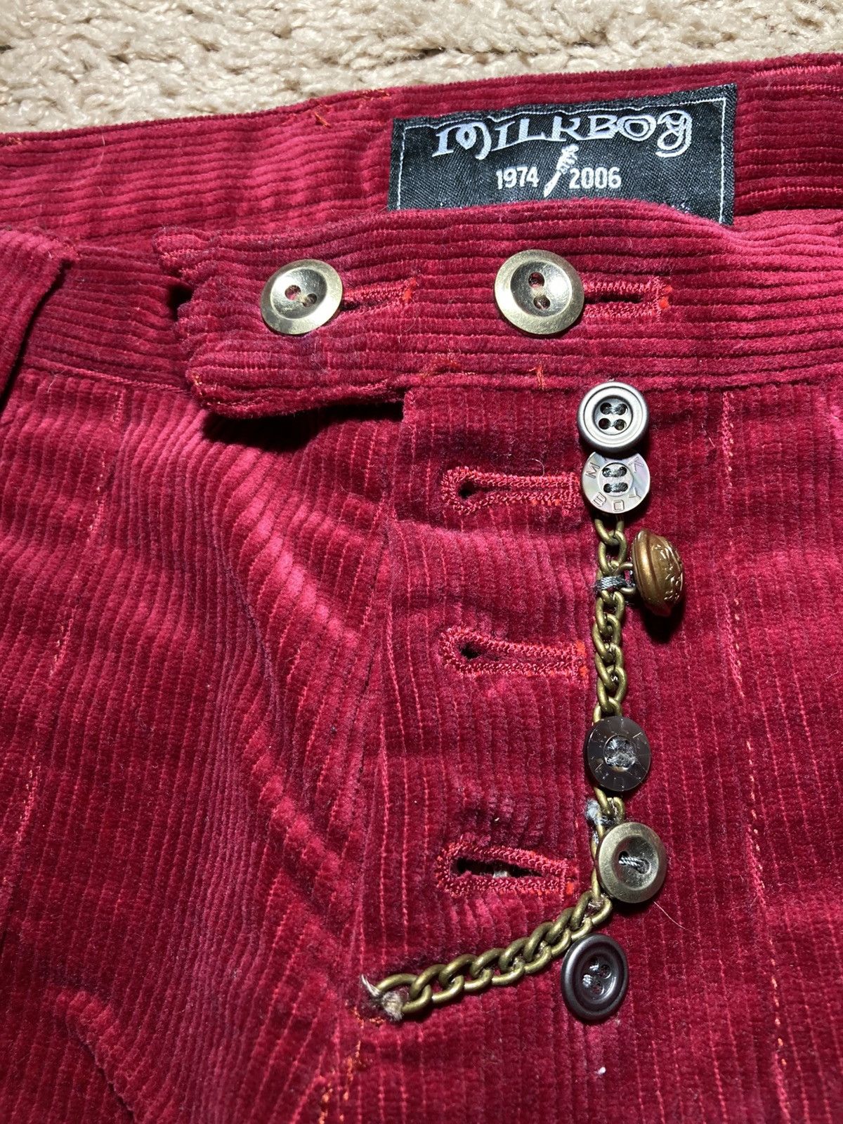Japanese Brand 2006 Milkboy Button Jewel Chain Corduroy Skinny Jeans Size US 30 / EU 46 - 5 Thumbnail