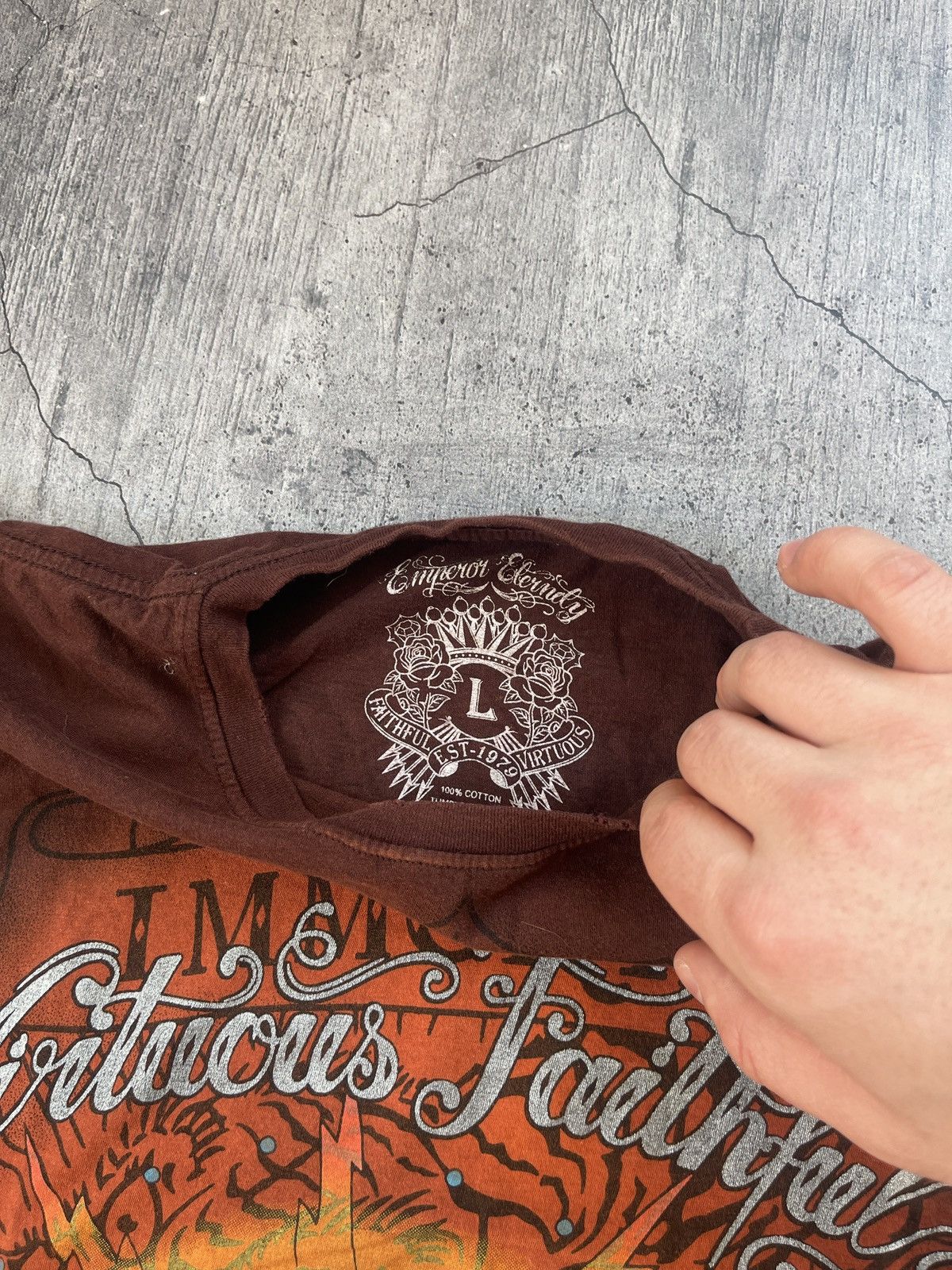 Affliction × Vintage Y2K Affliction Style Rhinestone Emperor Eternity Tee Size US L / EU 52-54 / 3 - 4 Thumbnail