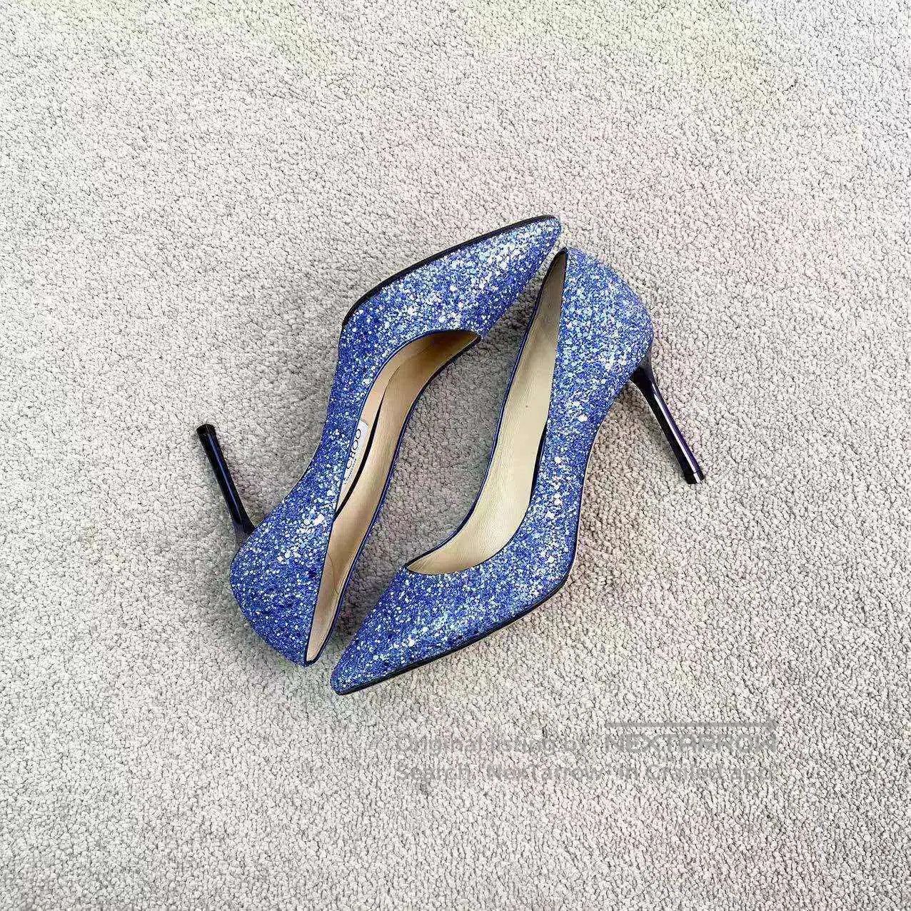 Jimmy Choo Jimmy Choo Blue fine diamond heels| Size US 6.5 / IT 36.5 - 5 Thumbnail