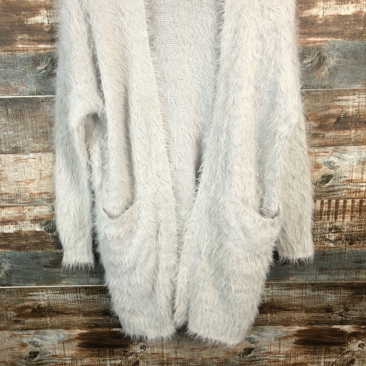 Homespun Knitwear Archives Grey fur mohair shaggy Cardigan Knitwear #A1325 Size M / US 6-8 / IT 42-44 - 6 Thumbnail