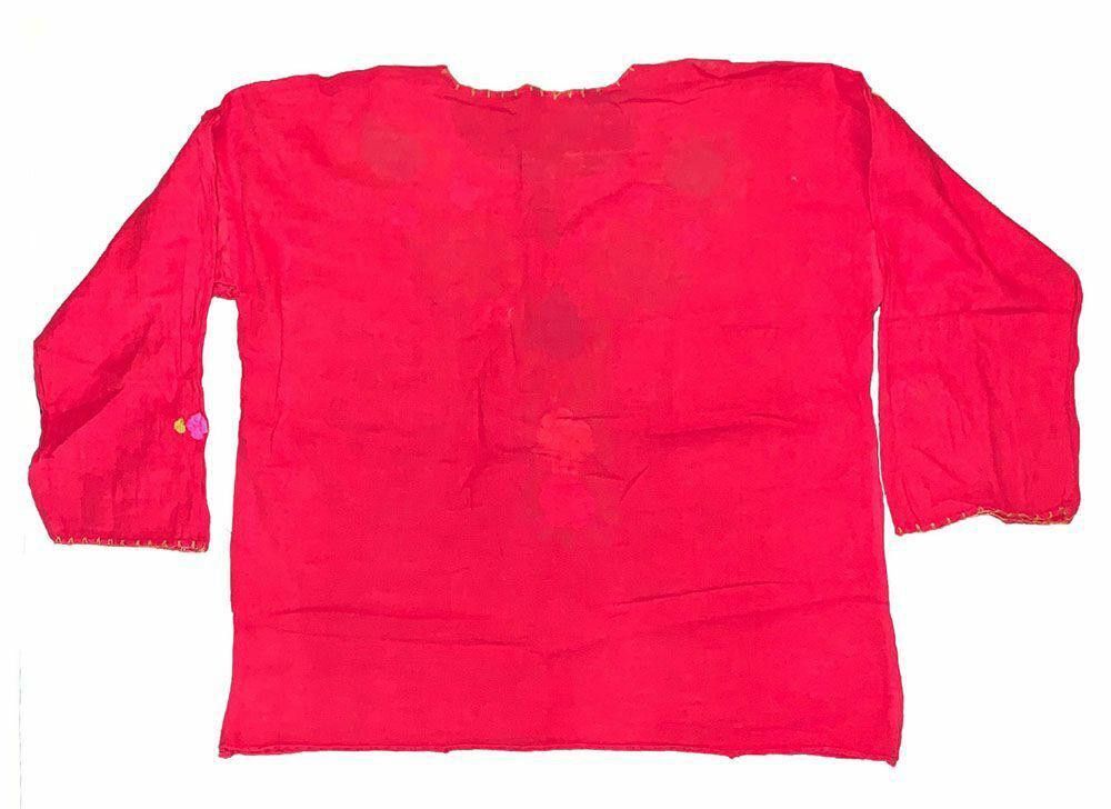 Designer Used Red Hand Made Embroidered Blouse L Size L / US 10 / IT 46 - 4 Thumbnail