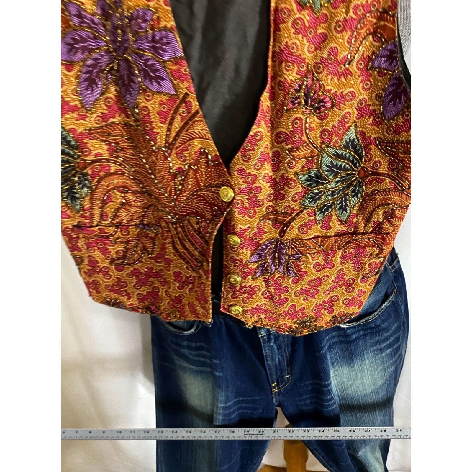 Vintage WOMENS Creazioni Effeci Batik Beaded Christmas Vest Large L Petite Size L / US 10 / IT 46 - 3 Thumbnail