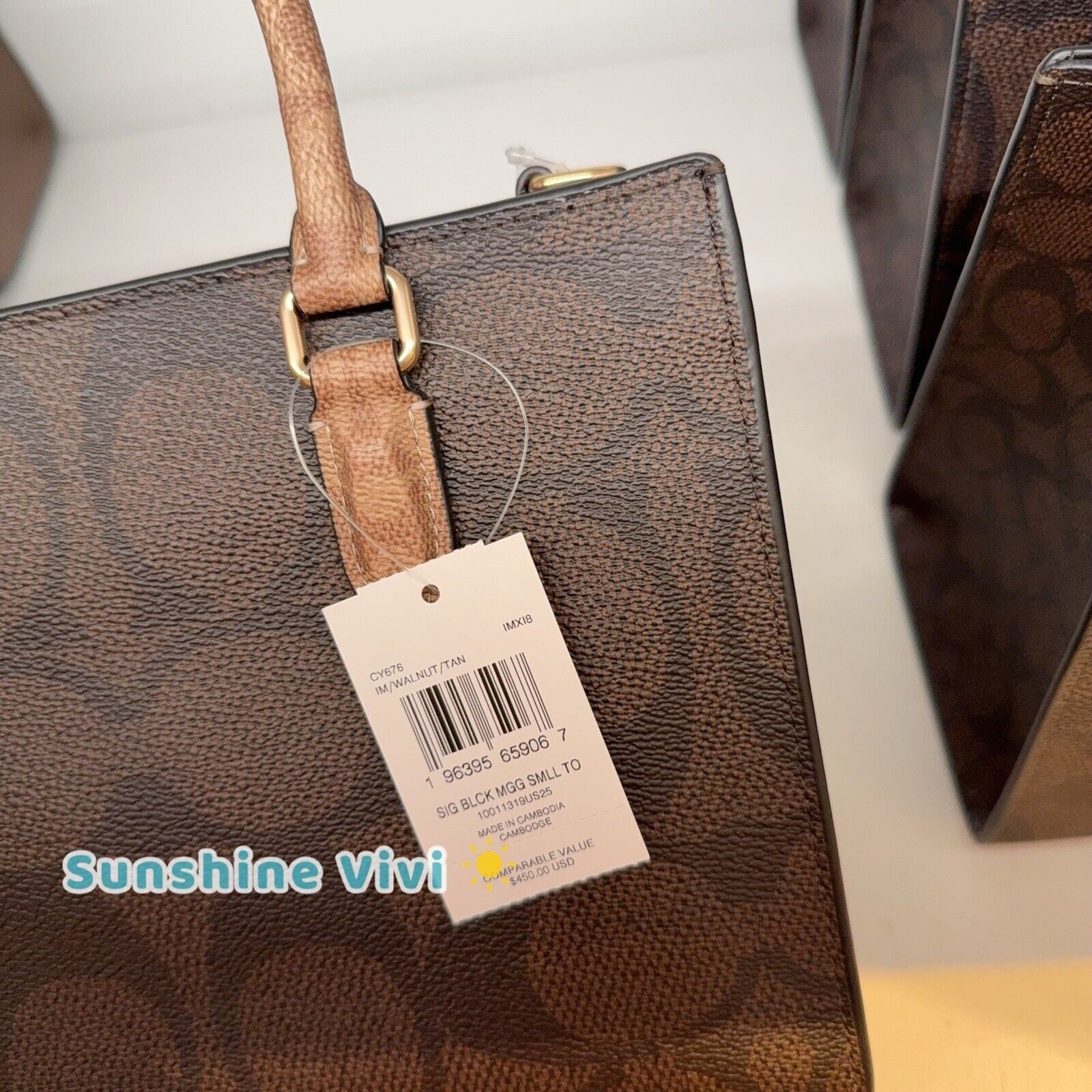 Coach NWT Coach Maggie Small Tote Bag Blocked Walnut/Tan CY676 Size ONE SIZE - 8 Thumbnail
