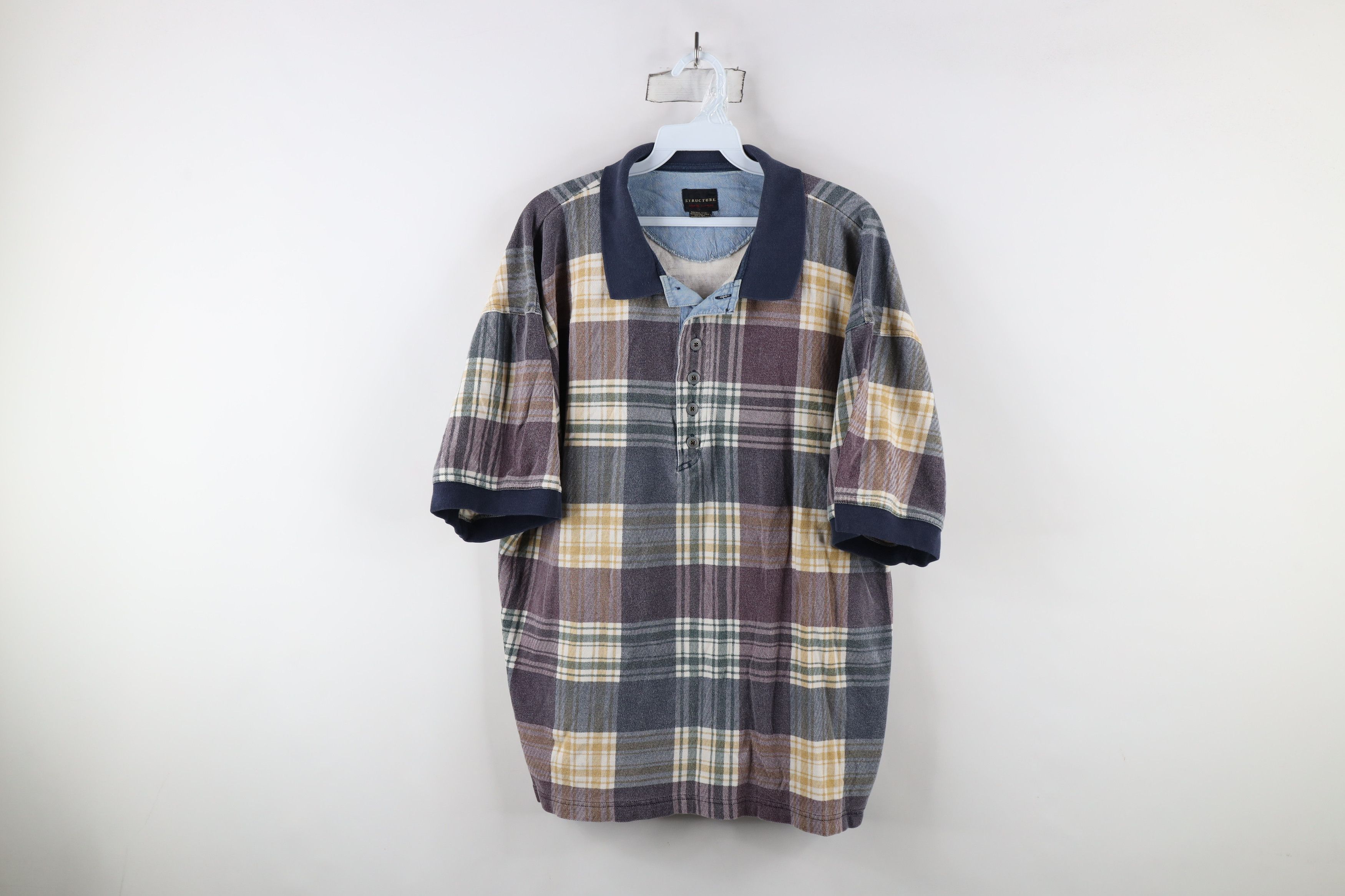 Vintage Vintage 90s Streetwear Fit Rainbow Plaid Golf Polo Shirt Size US XL / EU 56 / 4 - 1 Thumbnail