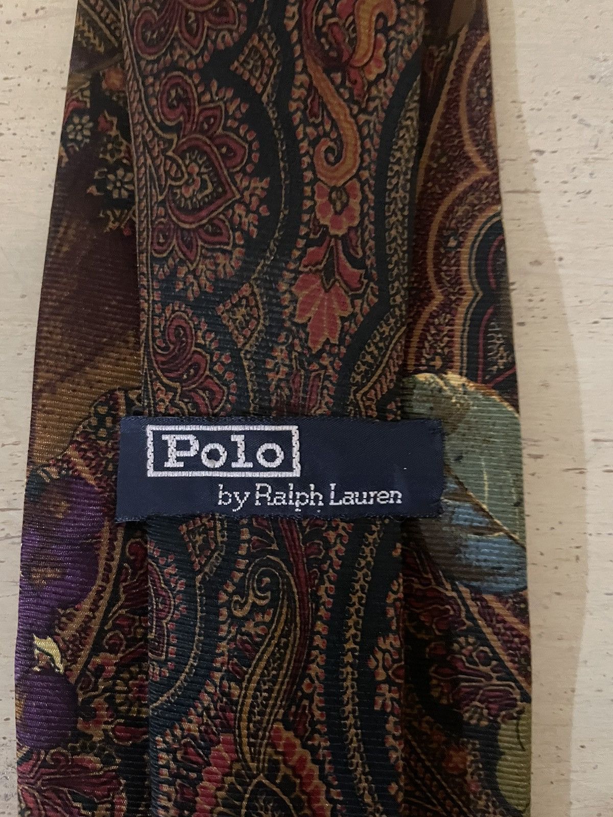 Polo Ralph Lauren × Vintage Rare Paisley-Fruit Pheasant Print Silk Tie Size ONE SIZE - 6 Thumbnail