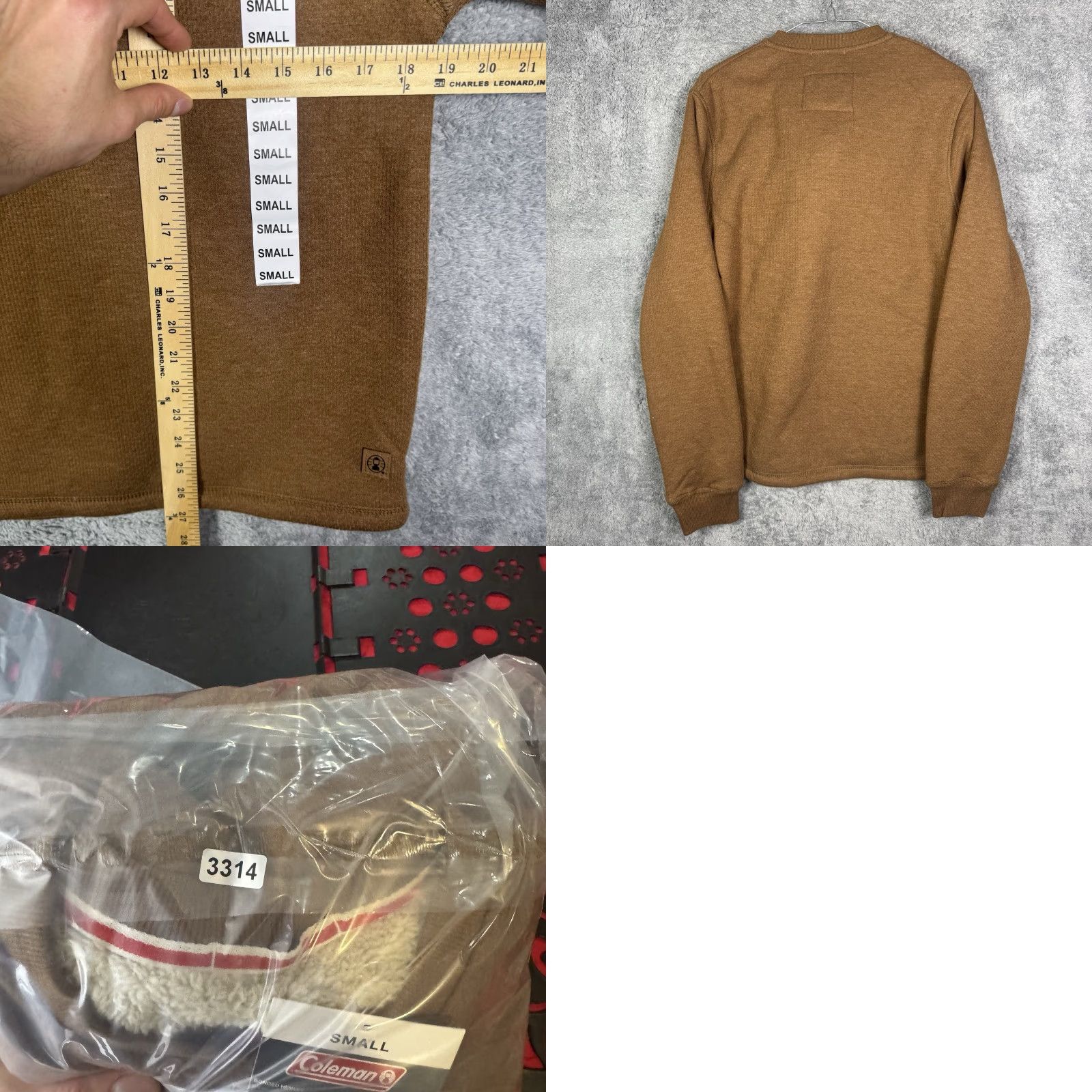 Vintage Coleman Lined Henley Shirt Bonded Waffle Sherpa 1/4 Snap Copper Heather Mens S Size US S / EU 44-46 / 1 - 8 Thumbnail