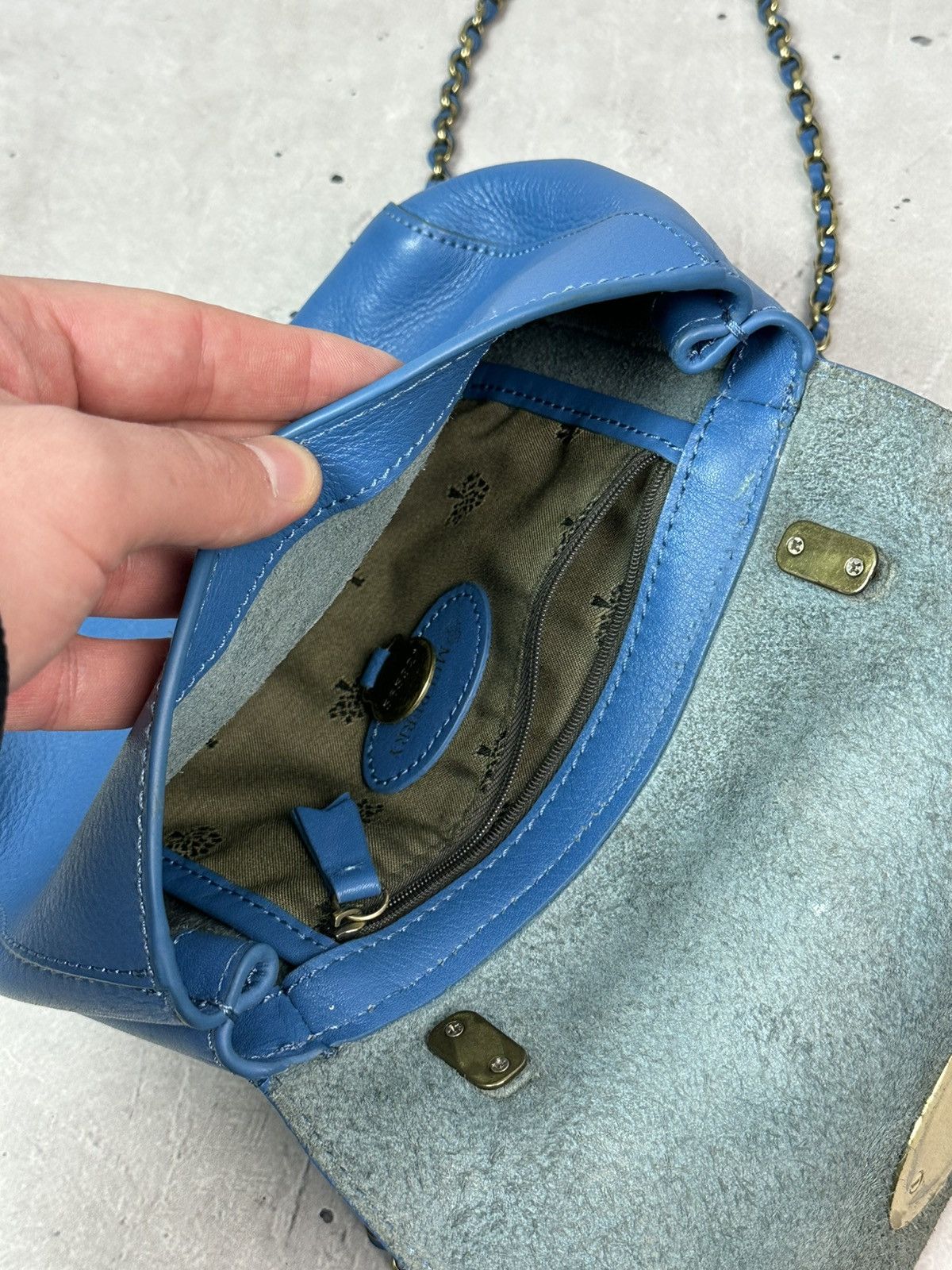 Mulberry Vintage Mulberry Leather Blue Handle Chain Mini Bag Size ONE SIZE - 10 Thumbnail