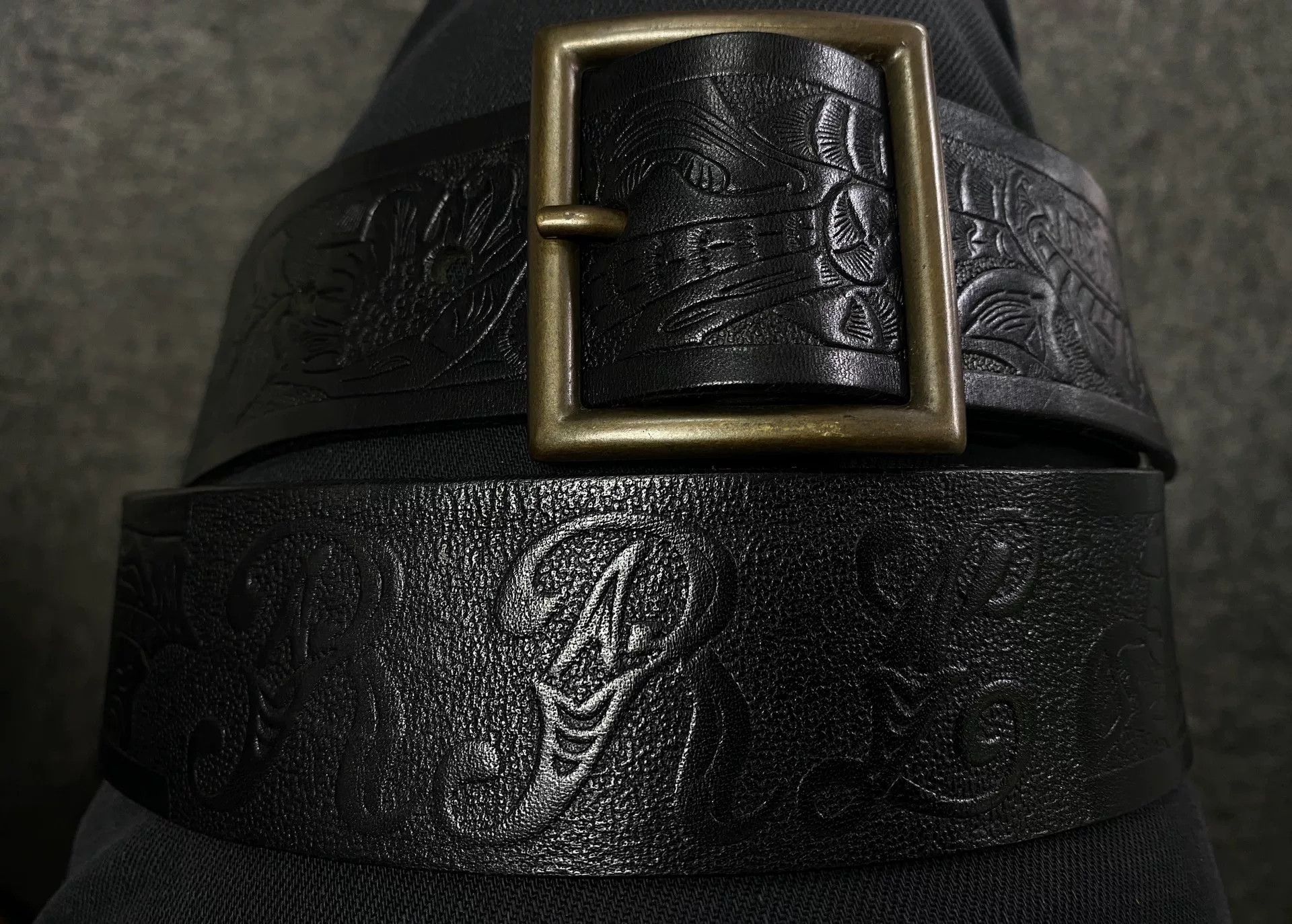 RRL Ralph Lauren premium vintage embossed leather belt Size ONE SIZE - 1 Thumbnail