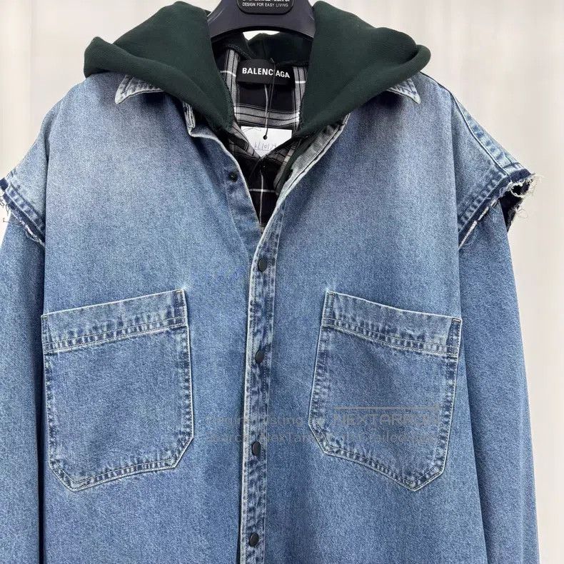Balenciaga Balenciaga size 41 Two-Piece Checkered Denim Shirt Jacket Size US M / EU 48-50 / 2 - 4 Thumbnail