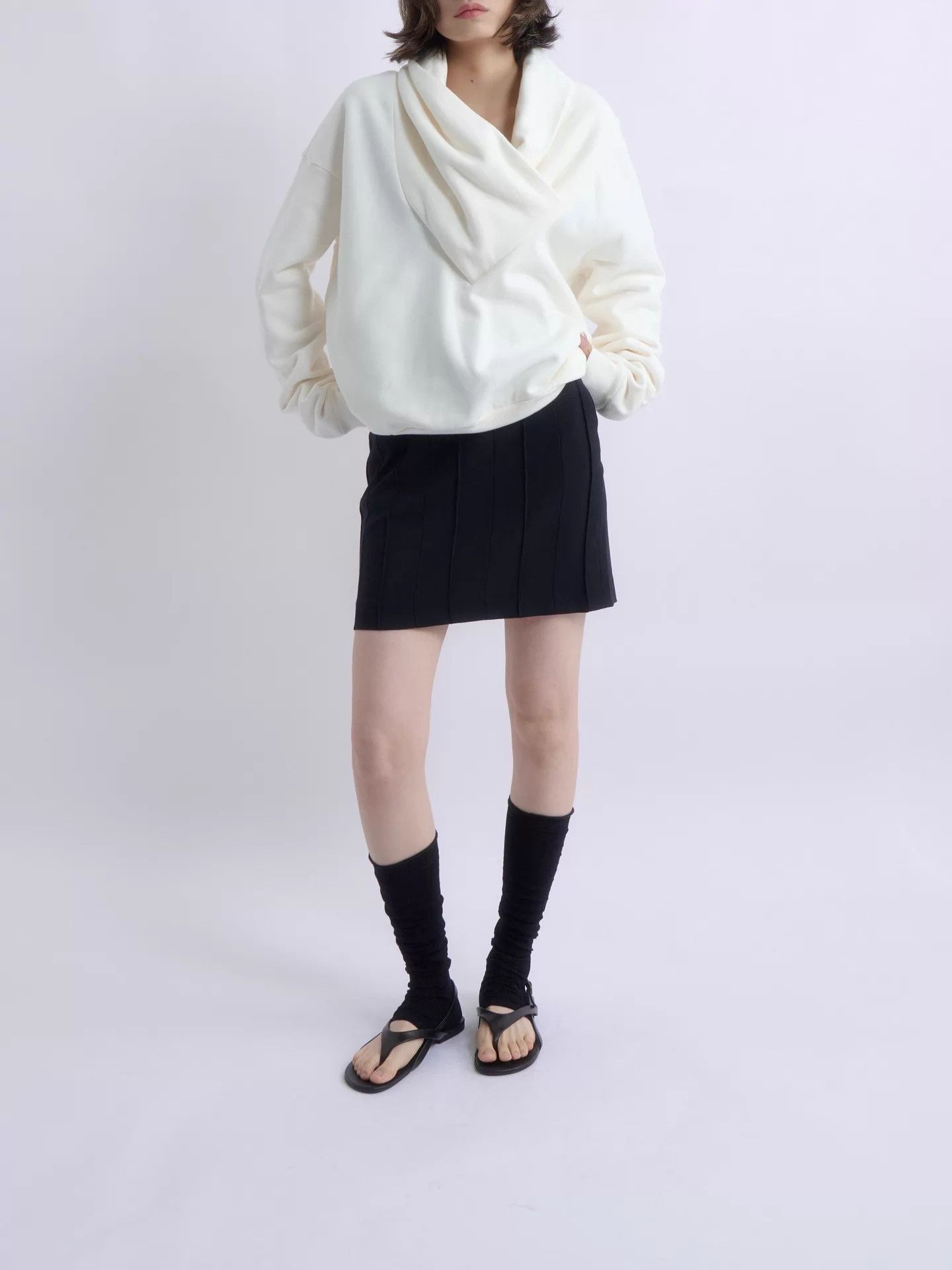Saint Laurent Paris SAINT LAURENT 2023AW Cream Draped Cowl Neck Sweatshirt Size M / US 6-8 / IT 42-44 - 5 Thumbnail