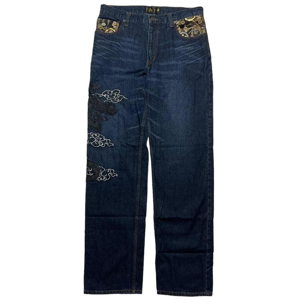 Japanese Brand Vintage Japanese Dragon Embroidery Denim Jeans - Waist: 34 Size US 34 / EU 50 - 5 Thumbnail