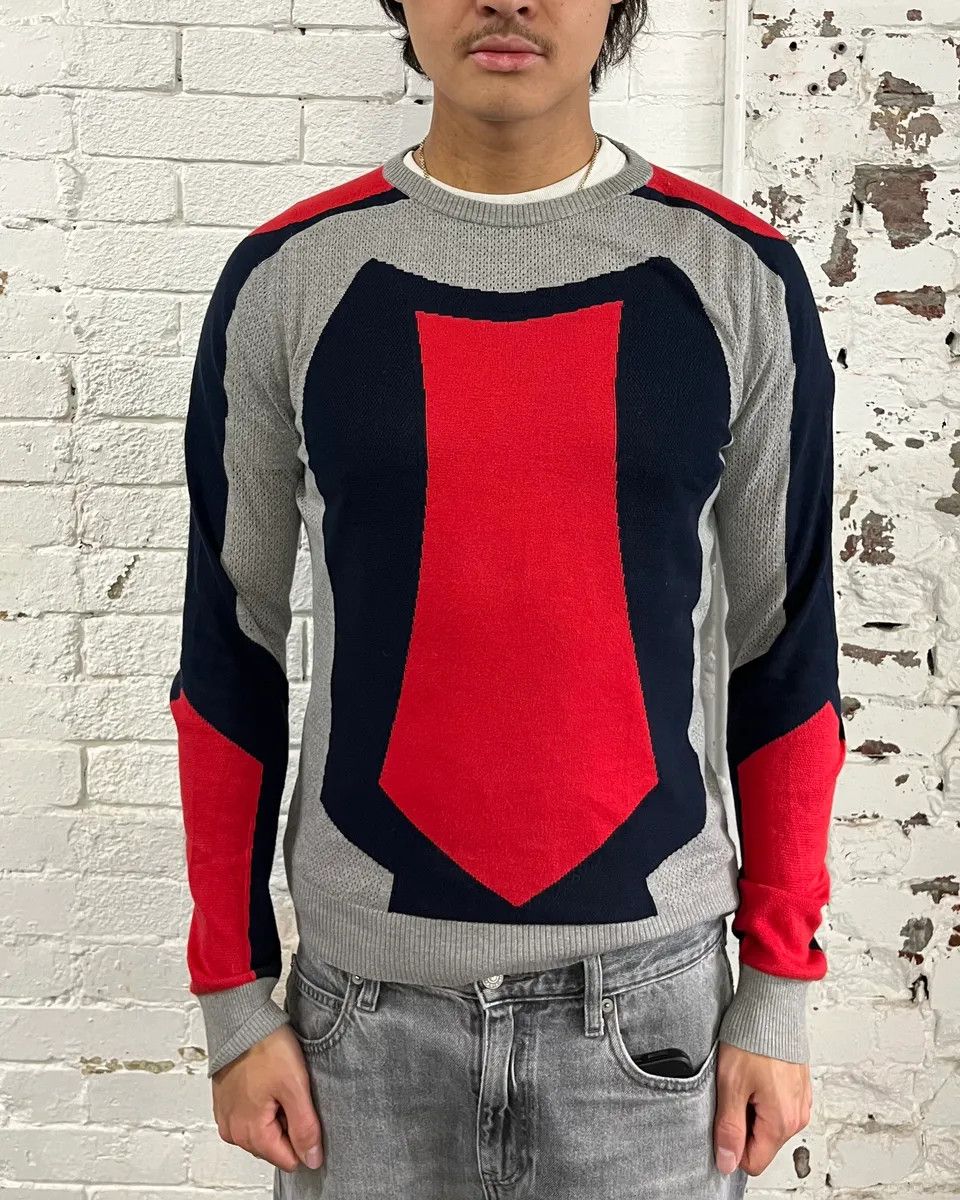 Dirk Bikkembergs Bikkembergs Grey Navy Red Colorblock Sweater Size US M / EU 48-50 / 2 - 1 Thumbnail