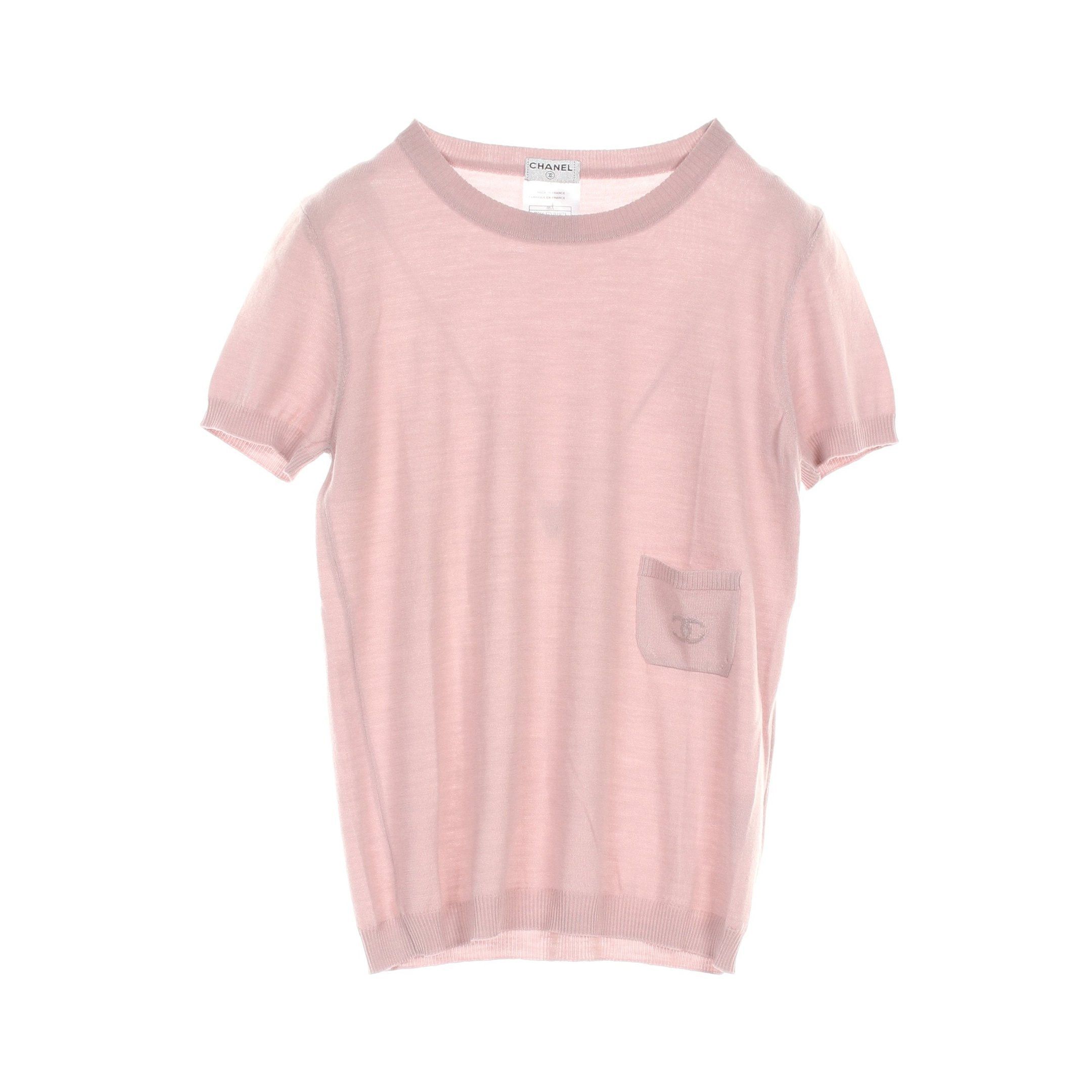 Chanel Chanel Coco Mark Knit Short Sleeve Wool Pink 05A Size ONE SIZE - 1 Thumbnail