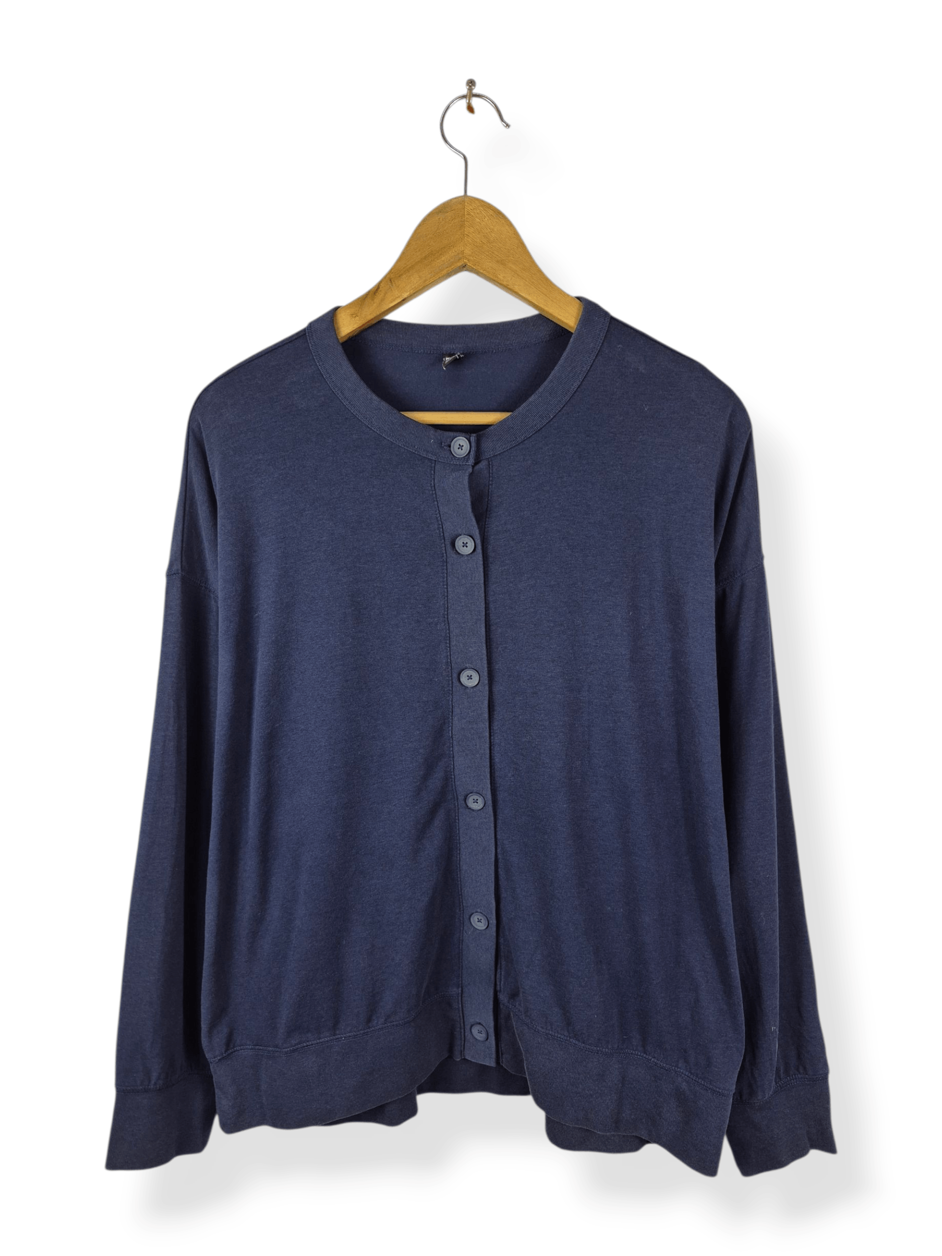 Japanese Brand 🔥 Uniqlo Navy Light Button Jacket Cardigan Size US XXL / EU 58 / 5 - 1 Thumbnail
