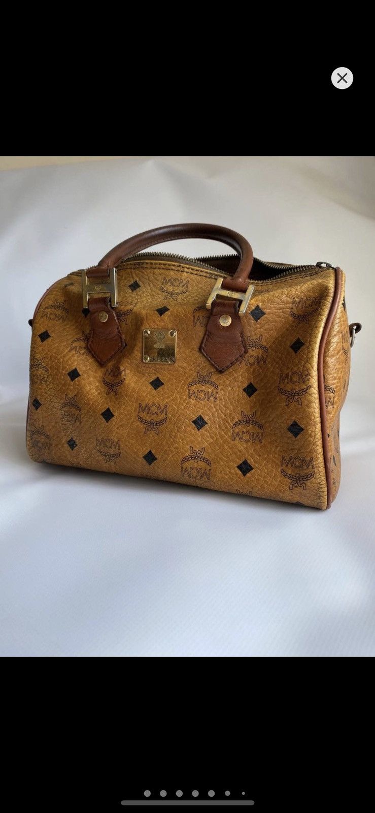 MCM MCM Boston Bag Ladies Cognac PVC Leather Visetos Brown Size ONE SIZE - 1 Thumbnail