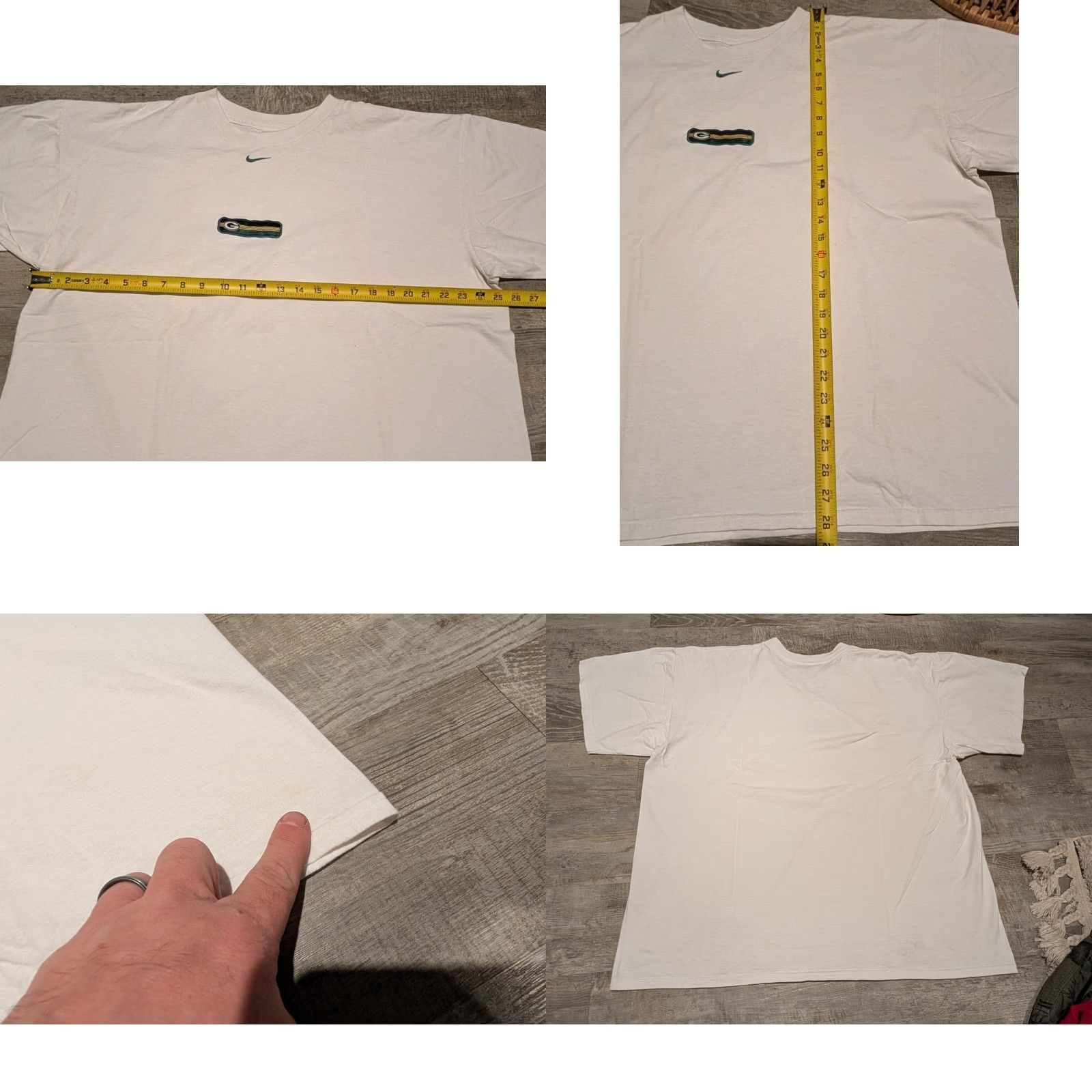 Nike VINTAGE Nike T-Shirt XL White Center Swoosh Green Bay Packers 90s NFL Unisex Adults Shirts, Crew Neck, Short Sleeve, Cotton, Distressed Size US XL / EU 56 / 4 - 8 Thumbnail