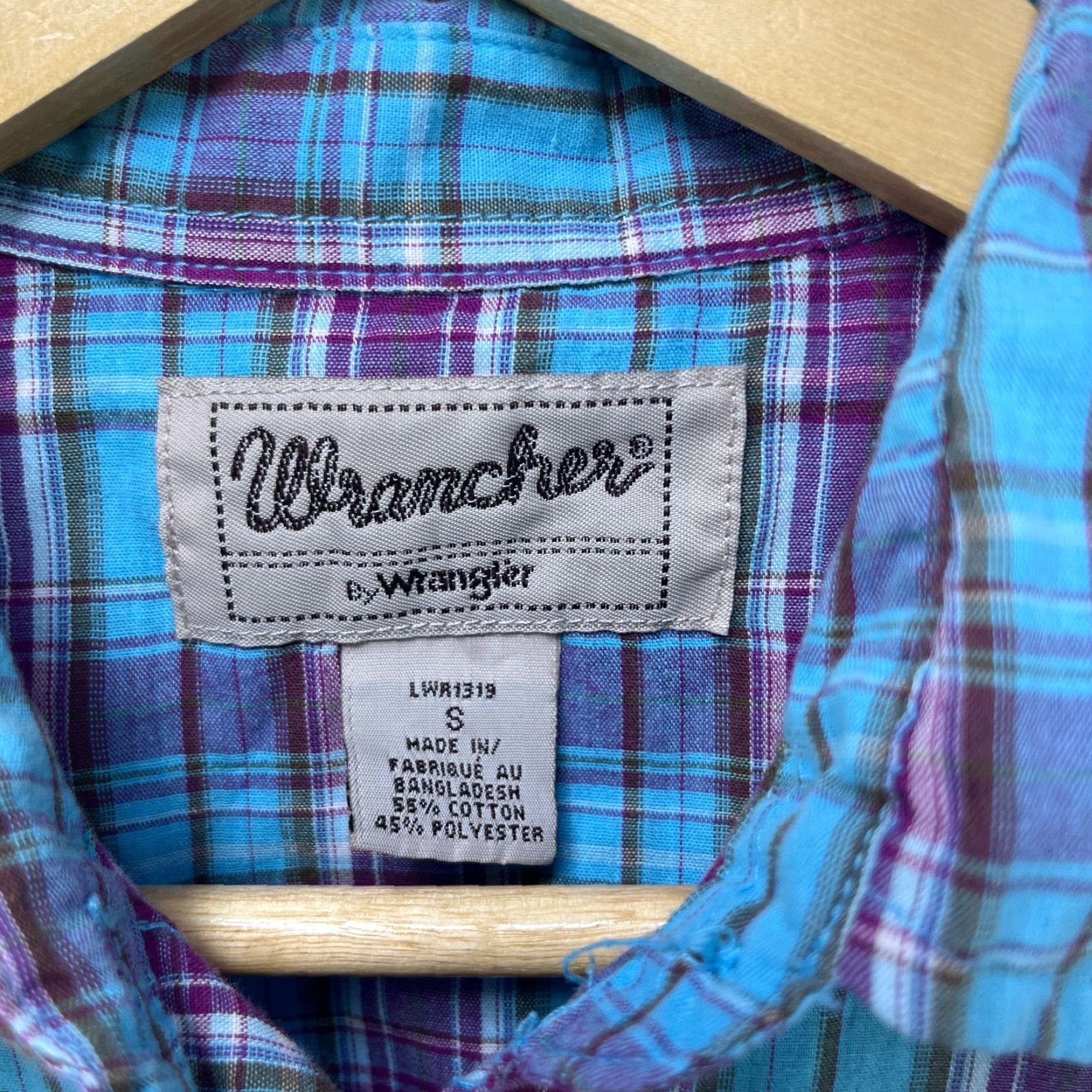 Wrangler VINTAGE Wrangler Pearl Snap Plaid Short Sleeve Shirt Women’s Small Blue Size S / US 4 / IT 40 - 5 Thumbnail