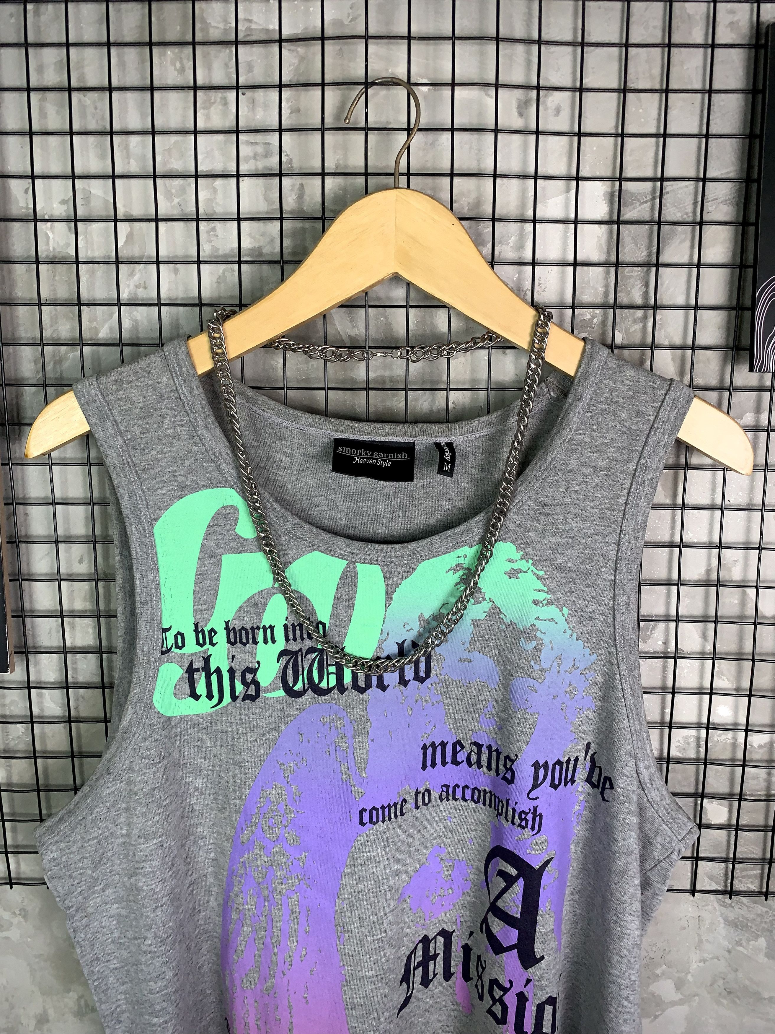 Japanese Brand Smoky Garnish Poem Graphic Neon Tank Top Size US M / EU 48-50 / 2 - 3 Thumbnail