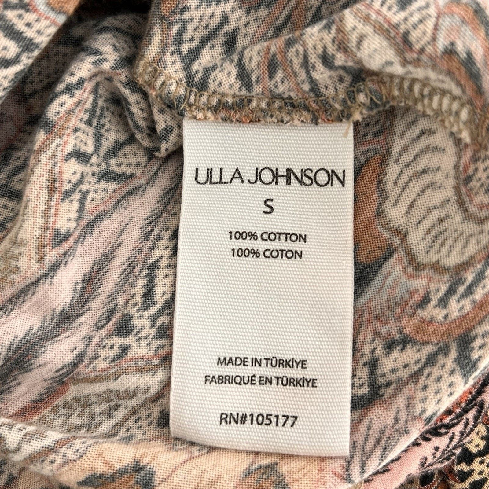 Ulla Johnson Ulla Johnson 3/4 Sleeve Top (S) Wheat Flowers 100% Cotton Size S / US 4 / IT 40 - 4 Thumbnail