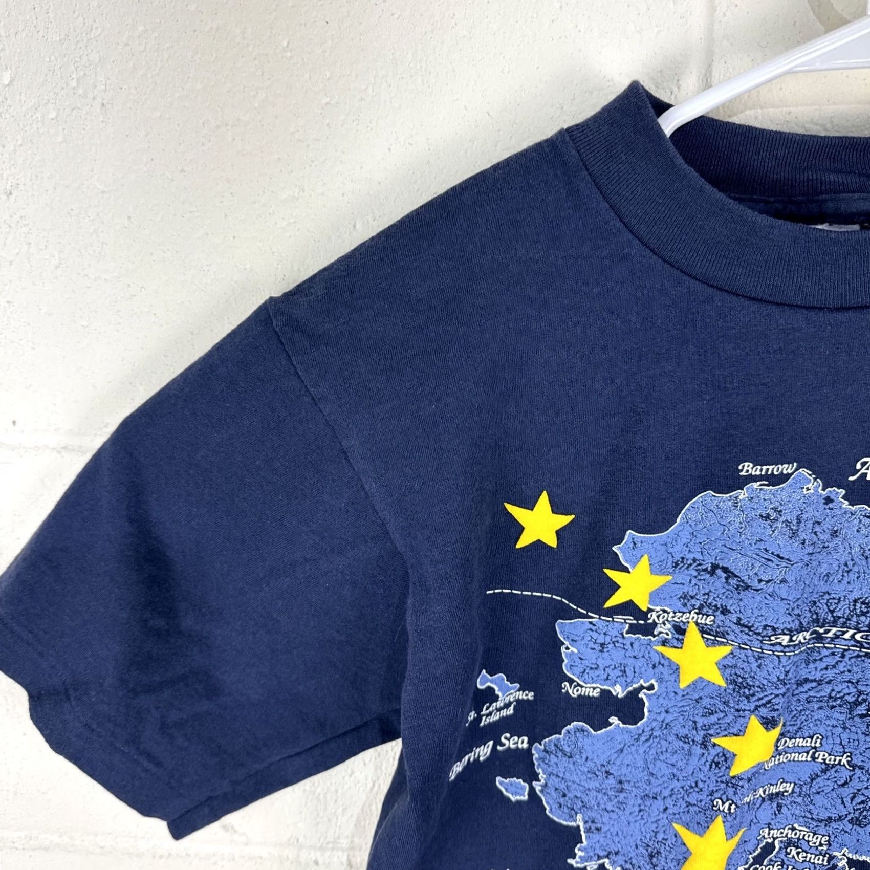 Vintage VINTAGE Alaska T Shirt Navy Blue State Map Graphic Tee Small Puff Print Made USA 90s Mens S Size US S / EU 44-46 / 1 - 5 Thumbnail