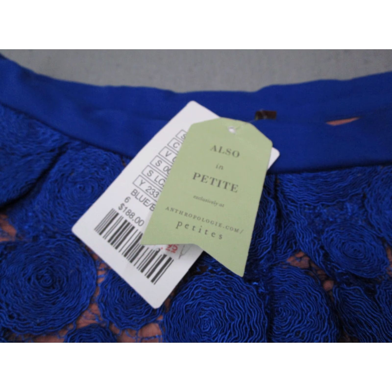 Anthropologie Eva Franco Skirt Women 6 Blue Lace Layered Embroidered Knee Length A-Line Casual Workwear Modern Bohemian 6 Womens Size 28" / US 6 / IT 42 - 2 Thumbnail