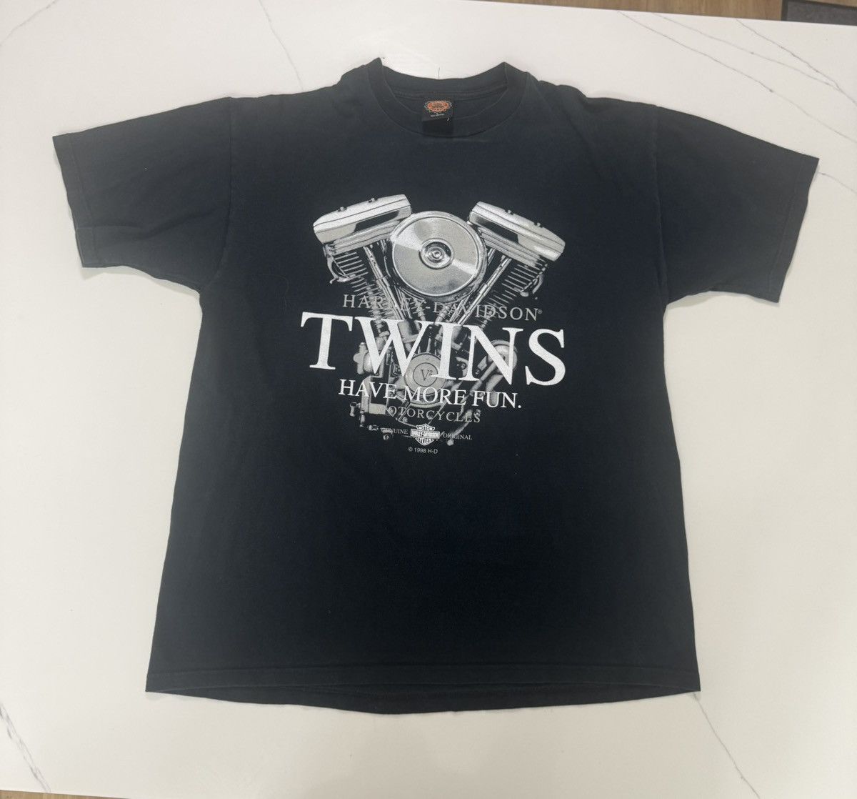 Harley Davidson 🏍️ Vintage Harley-Davidson “Twins Have More Fun” Tee (L) Size US L / EU 52-54 / 3 - 1 Thumbnail