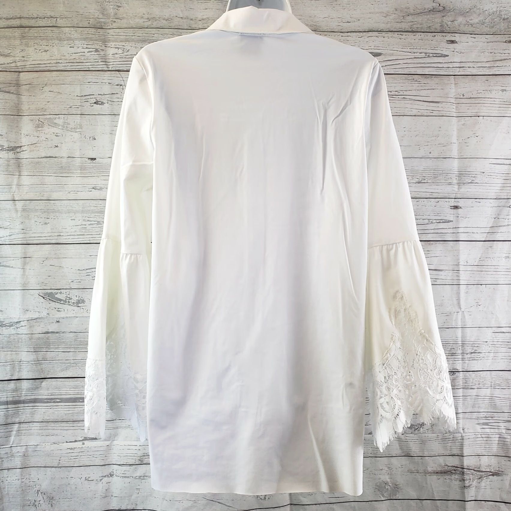 Vintage Lysse Women’s Colette Lace Sleeve Button Down Top White Small Long Sleeve Shirt Ladies Women XS-S Small White Lace Sleeve Button-Front Top Size S / US 4 / IT 40 - 3 Thumbnail