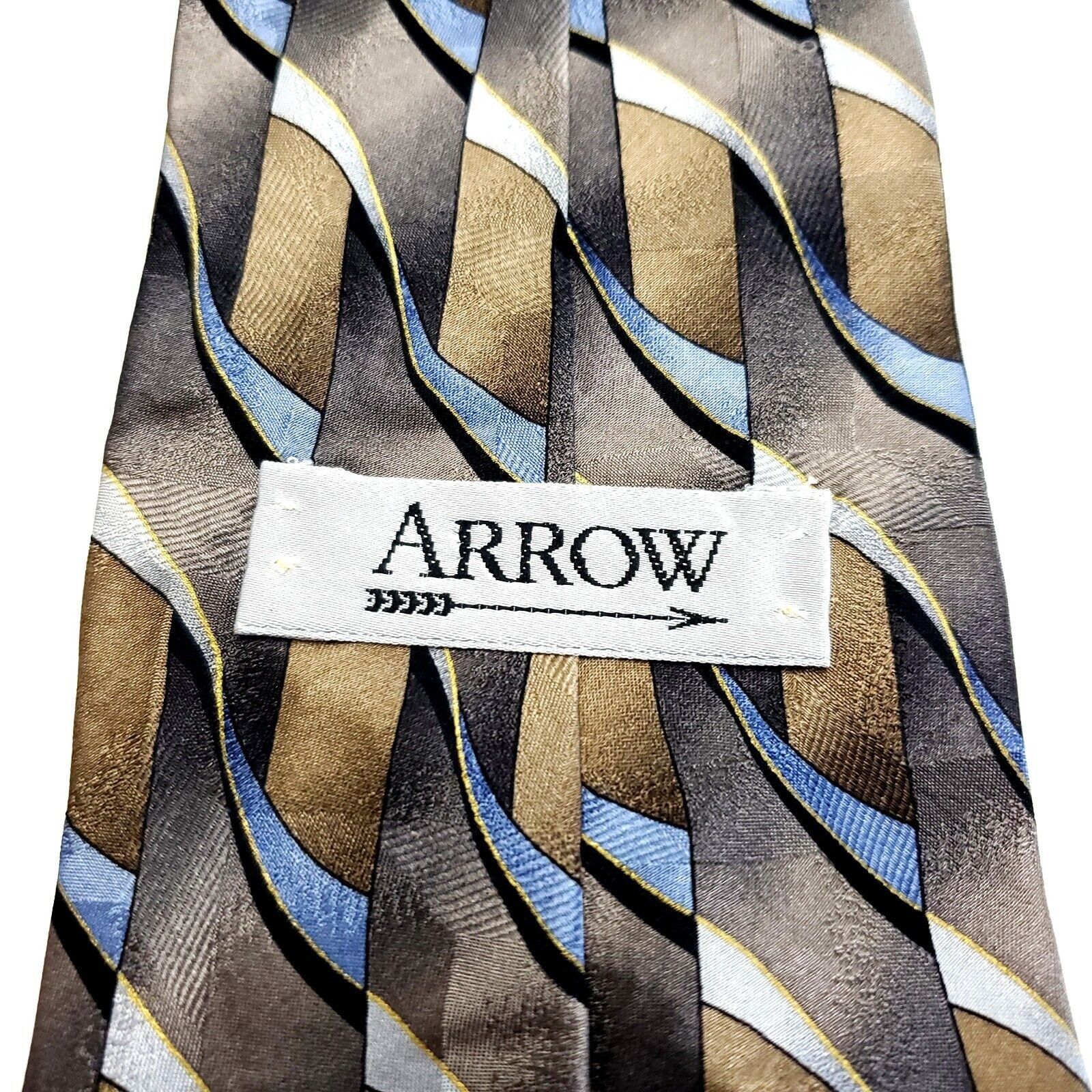 Arrow Arrow Silk Tie Beige Print Abstract Short Size ONE SIZE - 3 Thumbnail
