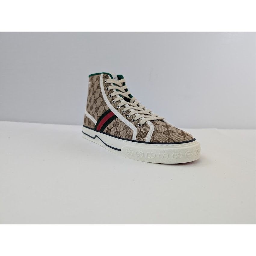 Gucci o1rshd1 Tennis 1977 Canvas High-Top Sneakers in Beige Ebony Size US 11 / EU 44 - 2 Thumbnail