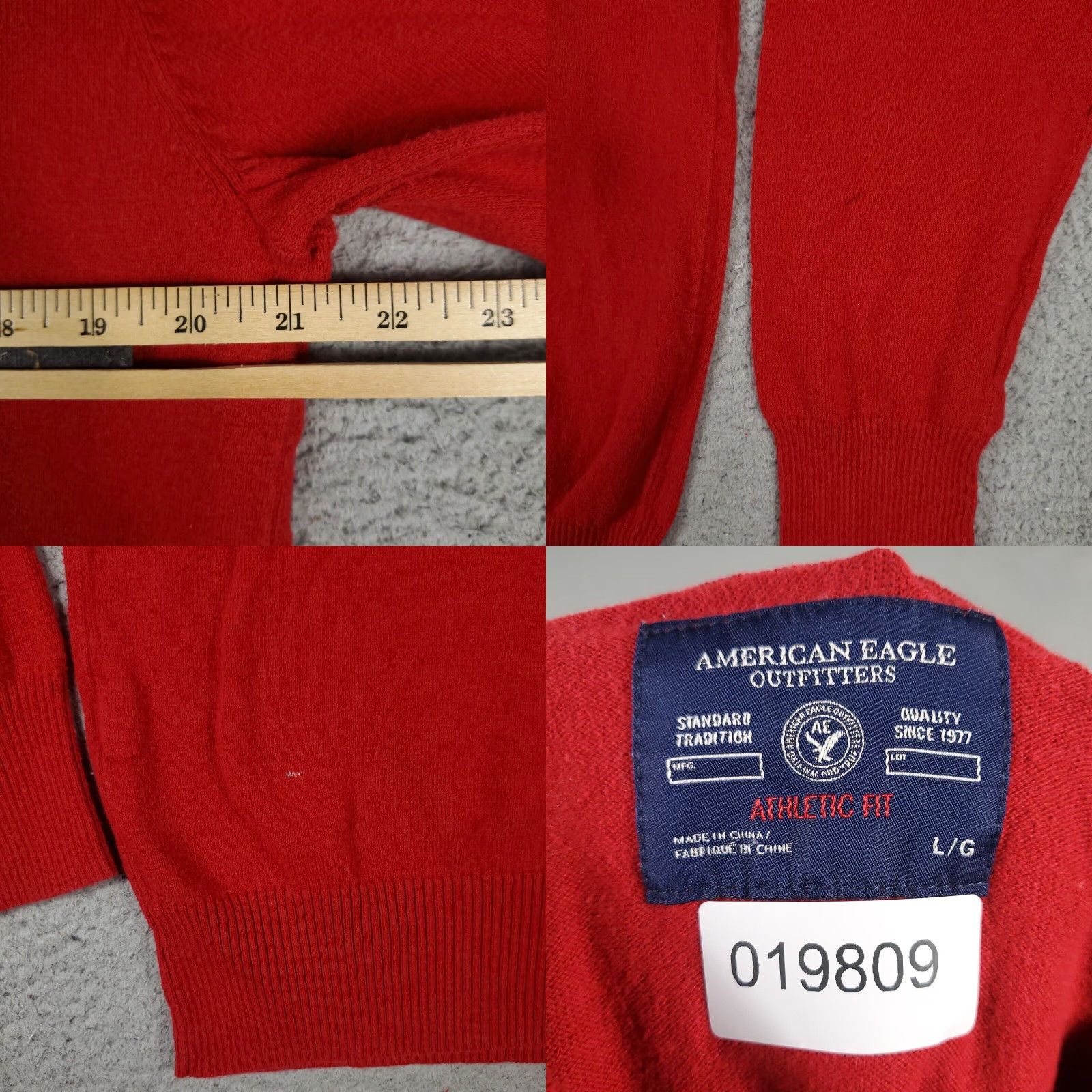 American Eagle Outfitters American Eagle Mens Large Red V Neck Casual Pullover Sweater Size US L / EU 52-54 / 3 - 8 Thumbnail
