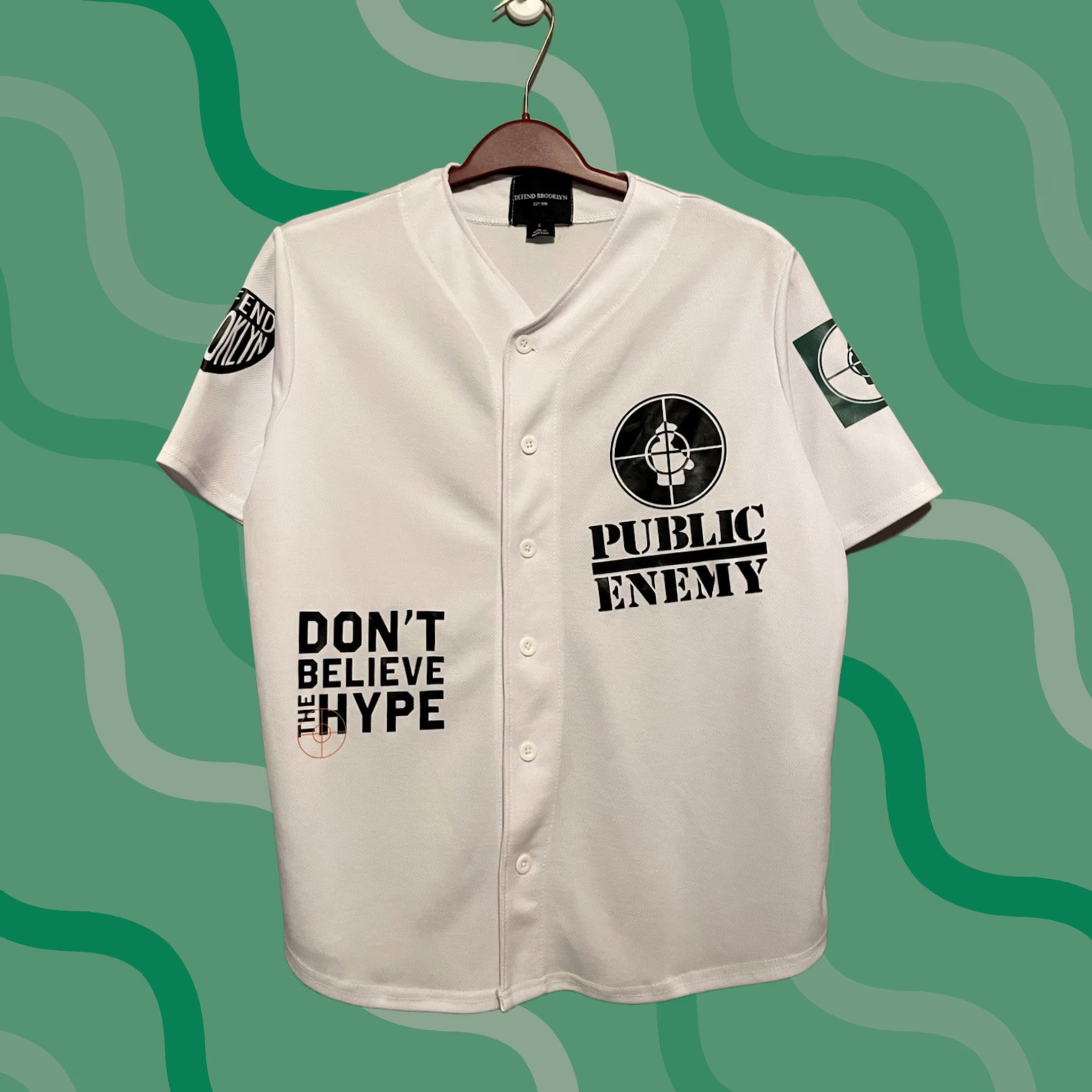Vintage Defend Brooklyn X Public Enemy Button Up Shirt Women's Size S White Jersey 90s Style Vintage No Size S / US 4 / IT 40 - 1 Thumbnail