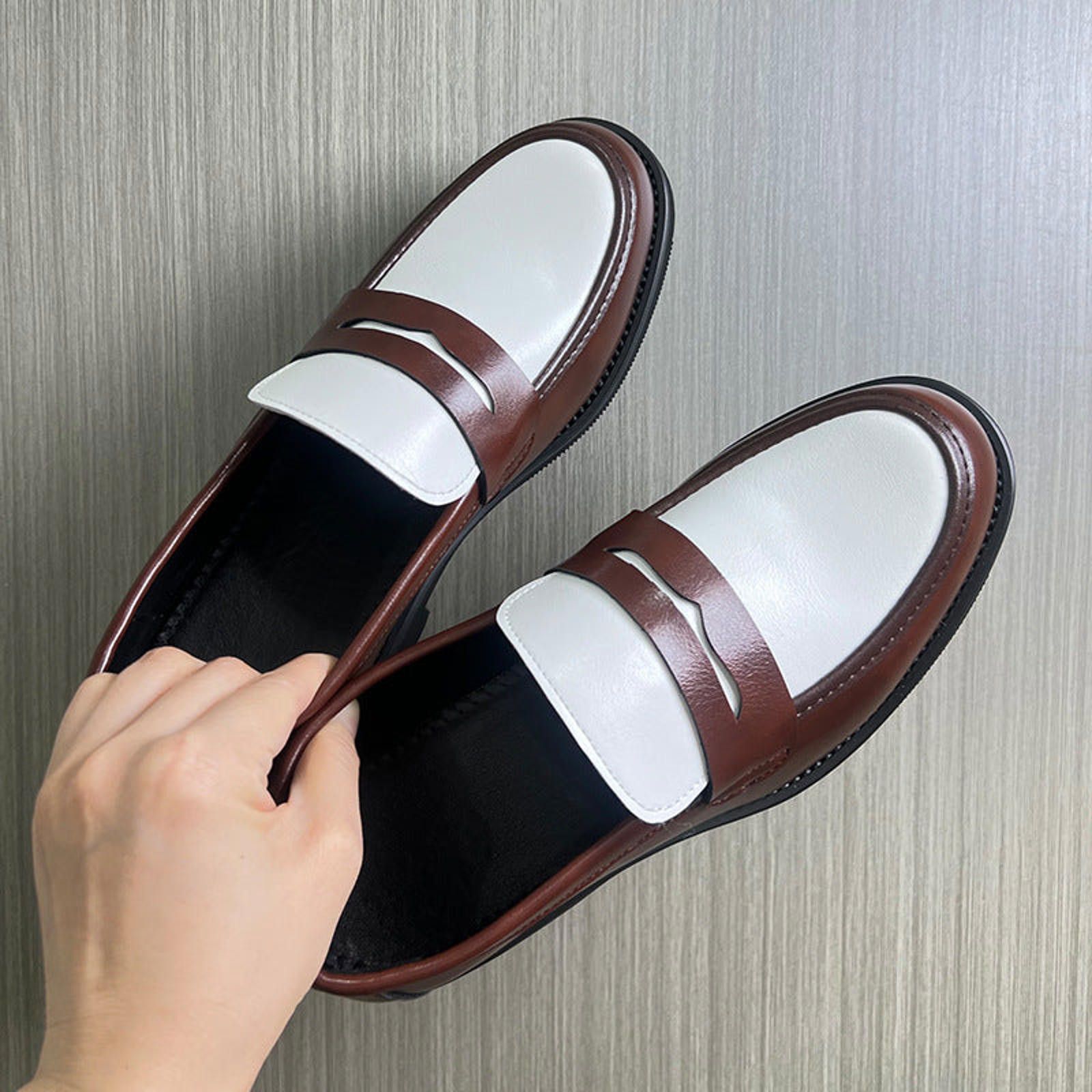 Other Two-Tone Black White Chunky Penny Loafer Contrast Derby Shoe Size US 7 / EU 40 - 5 Thumbnail