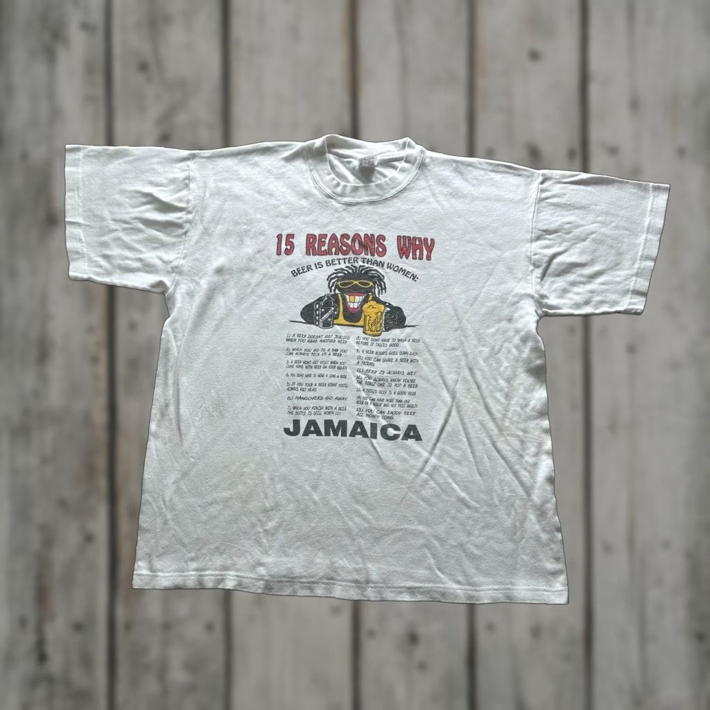 Reason VINTAGE Super T's Shirt Mens 2XL White 15 Reasons Beer Jamaica Graphic Tee Size US XXL / EU 58 / 5 - 1 Thumbnail
