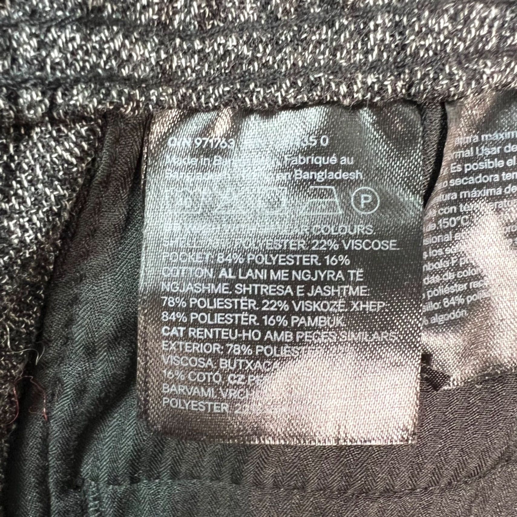 H&M H&M Mens Size Large Charcoal Gray Relaxed Fit Tweed Elastic Waist Chino Pants Size 36" / US 14 / IT 50 - 4 Thumbnail
