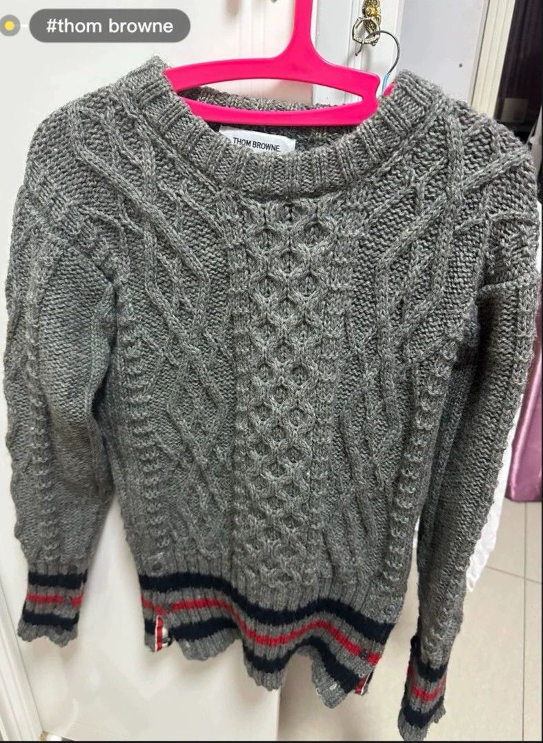 Thom Browne Thom Browne Gray jacquard wool sweater Size US S / EU 44-46 / 1 - 1 Thumbnail