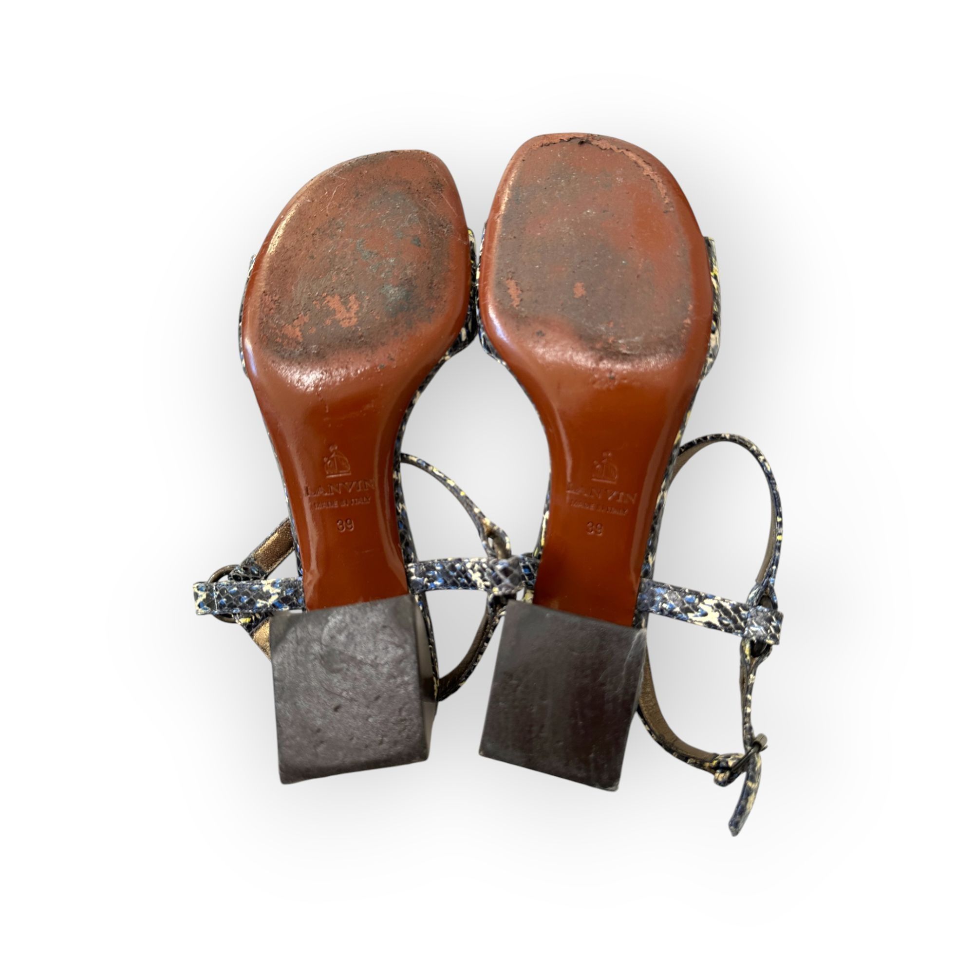 Lanvin Lanvin Paris Italian Snakeskin Block Heel Sandals in Box, S Size US 9 / IT 39 - 7 Thumbnail
