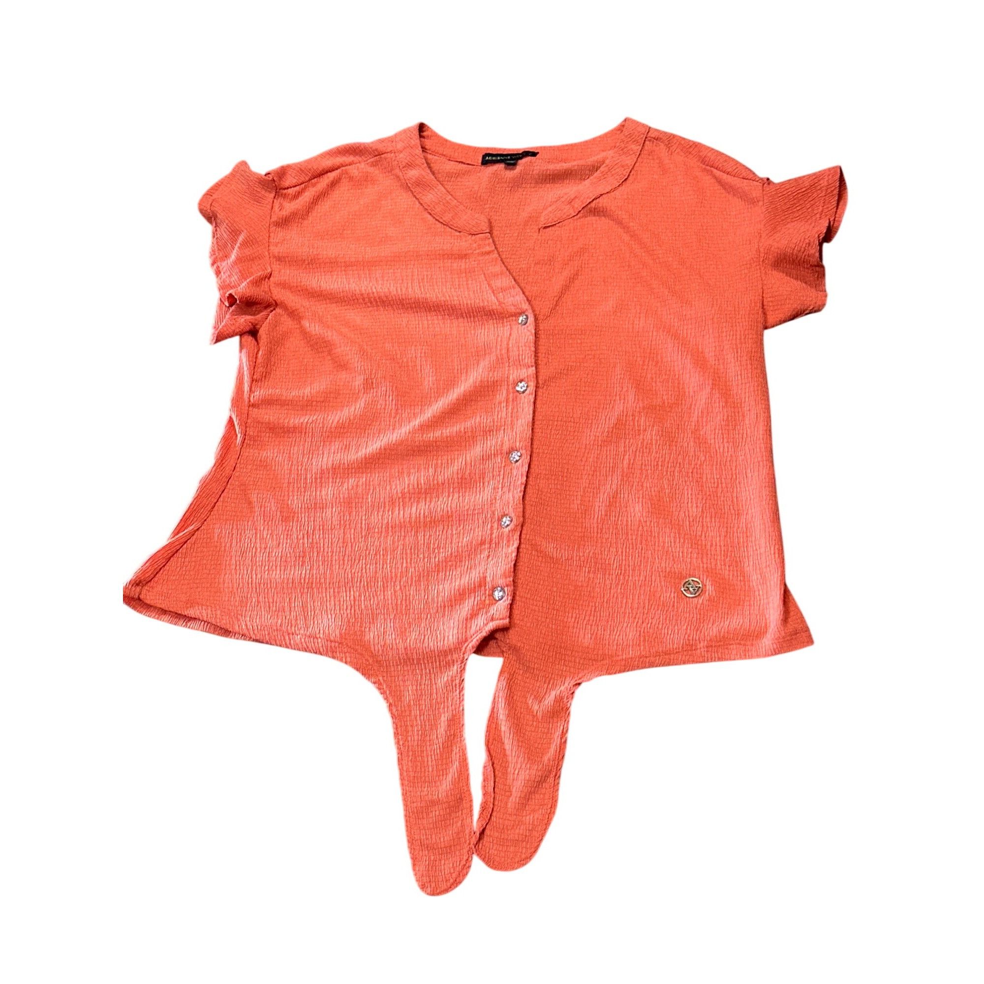 Other Adrienne Vittadini Coral Red Button Short Sleeve Tie Front C Size XL / US 12-14 / IT 48-50 - 12 Thumbnail