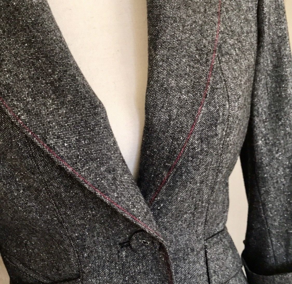 Bebe BEBE VINTAGE PINK EMBROIDERED GREY WOOL BLAZER JACKET Size M / US 6-8 / IT 42-44 - 4 Thumbnail