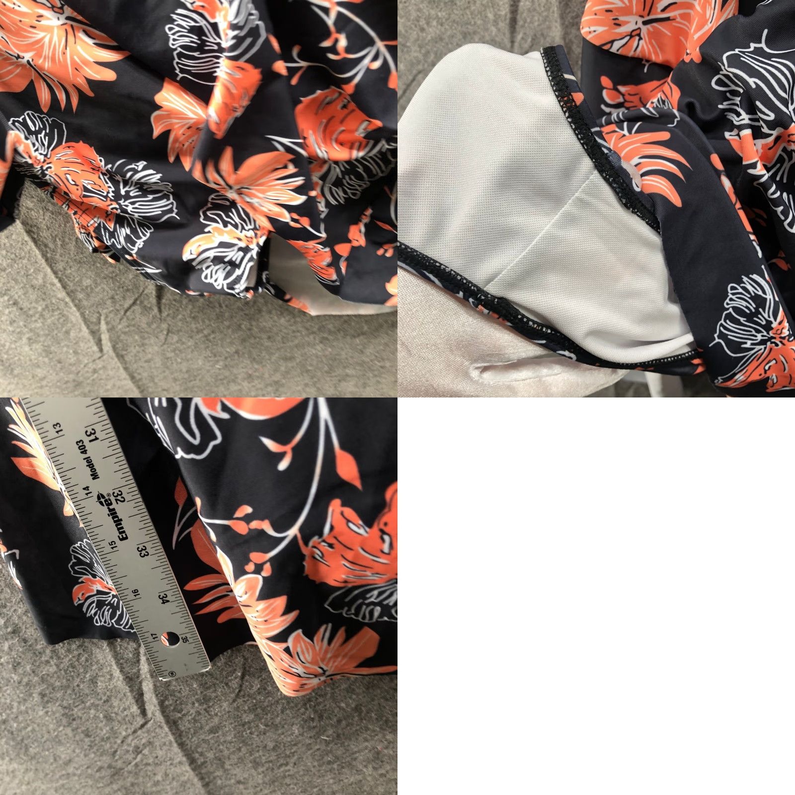 ZAFUL VINTAGE Zaful Floral Cut-Out Swim Dress Women 2X (16-18) Black Orange Floral Tie Back Size XXL / US 16-18 / IT 52-54 - 8 Thumbnail