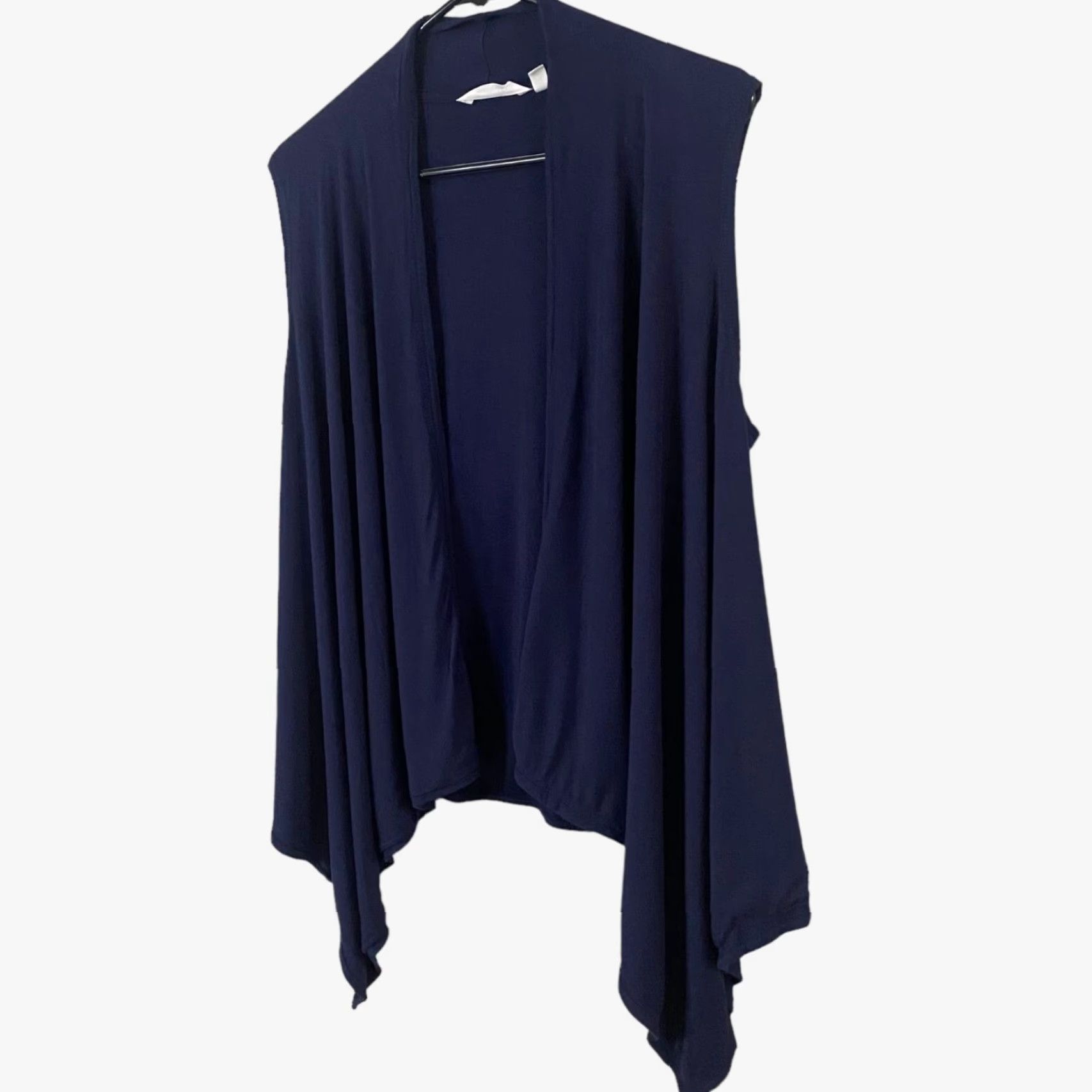 Athleta Athleta Cardigan Women's Medium Dark Blue Open-Front Sleeveless Waterfall Wrap Womens Size M / US 6-8 / IT 42-44 - 2 Thumbnail