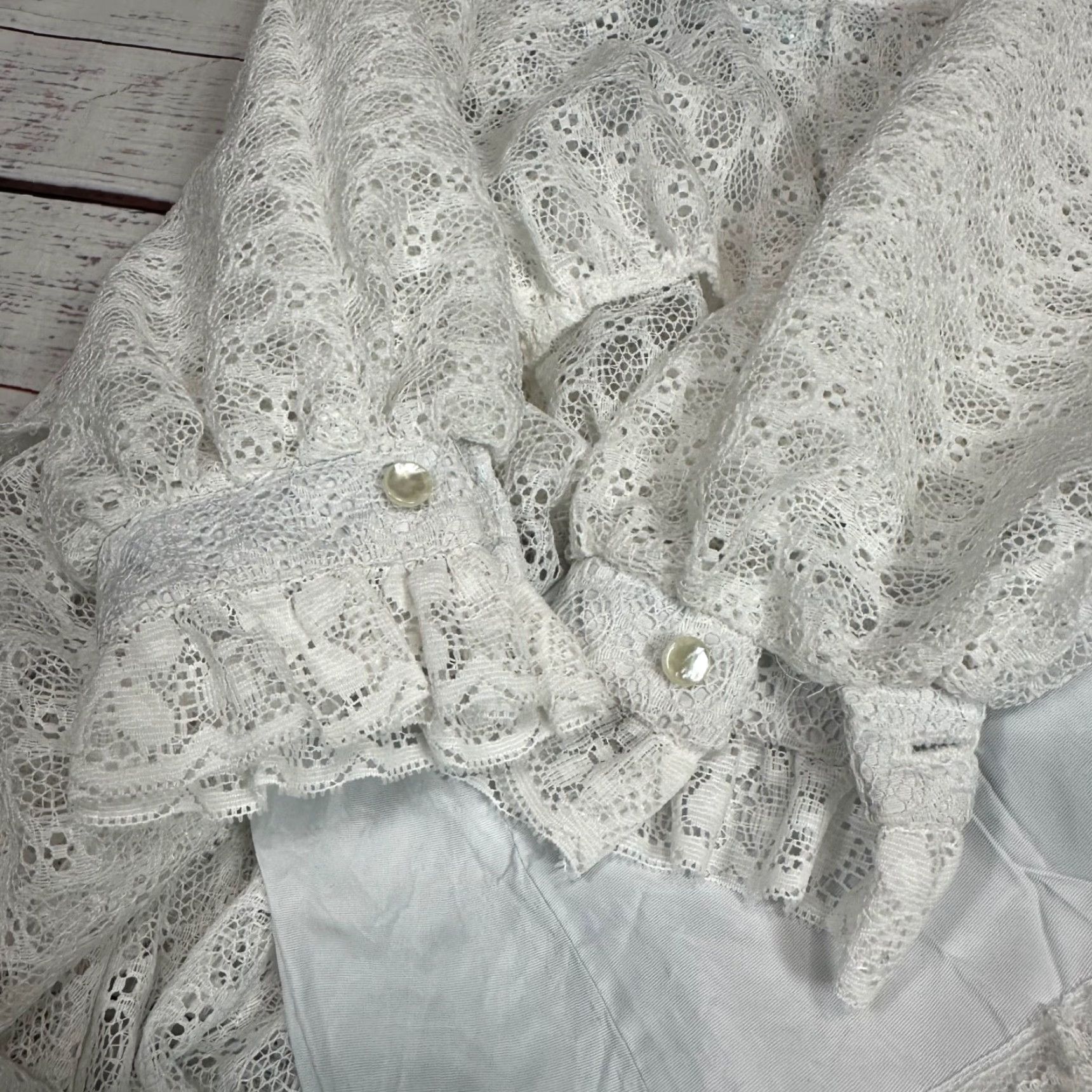 Vintage Vtg Dorrisa of Miami Girls Long Sleeve Lace Dress Sz 6 White Bow Tiered Pageant Size US S / EU 44-46 / 1 - 6 Thumbnail