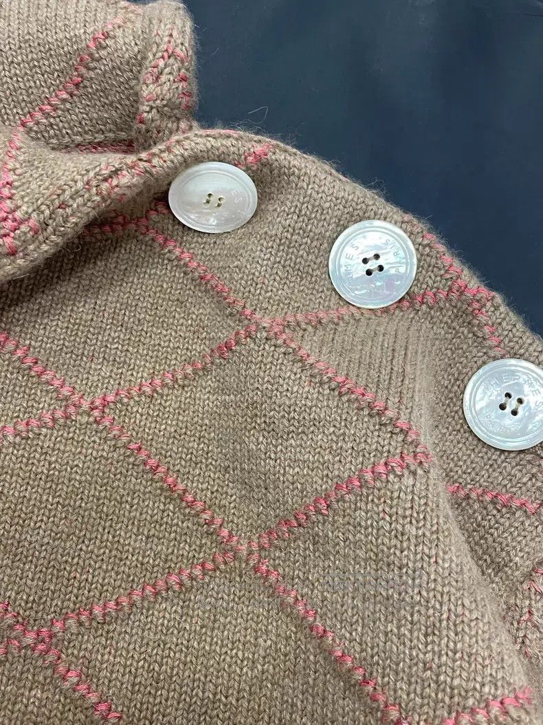 Hermes Hermes Khaki Checkered Cashmere Sweater Size XXS / US 00 / IT 34 - 2 Thumbnail