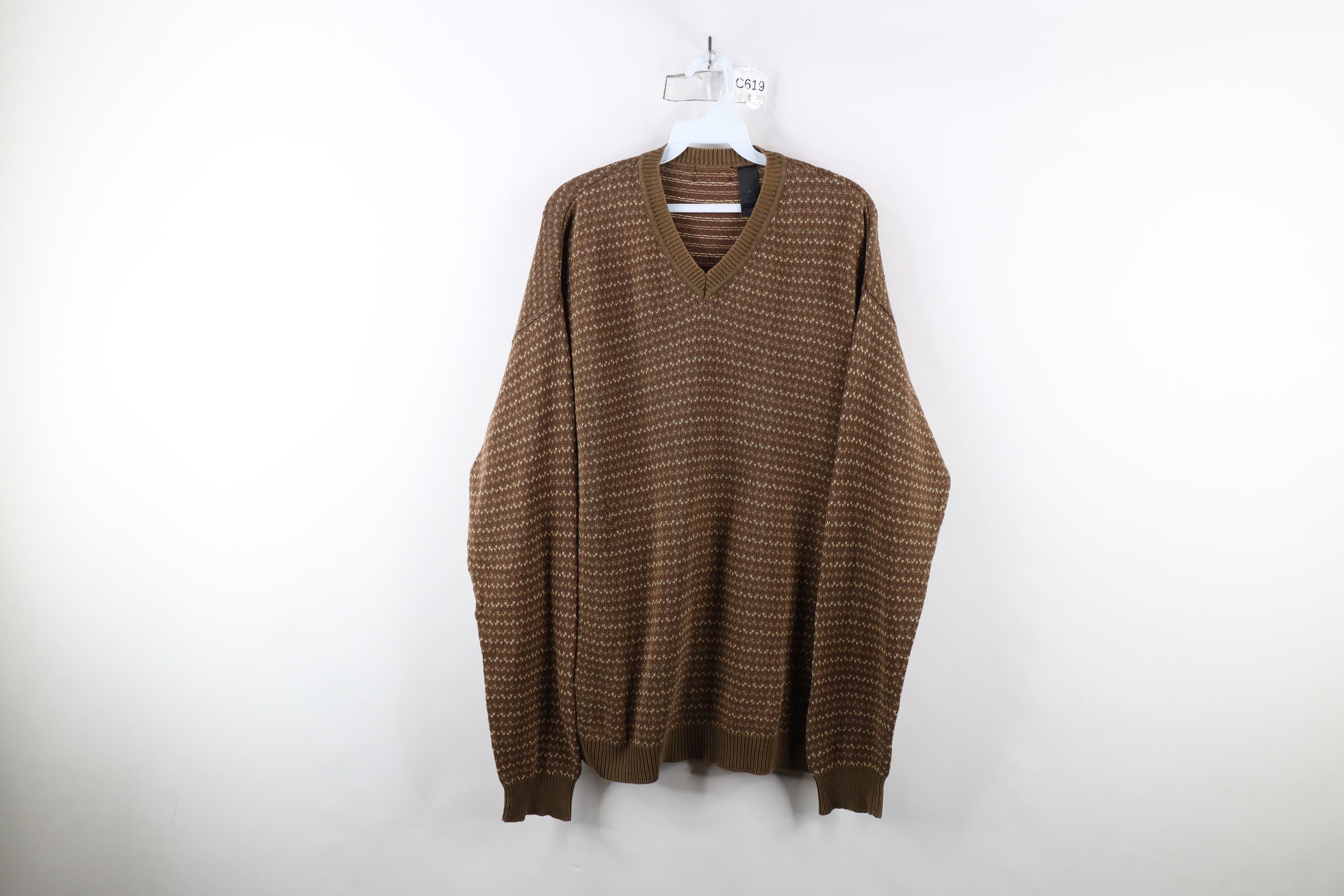 Vintage Vintage 90s Streetwear Faded Earth Tone Knit V-Neck Sweater Size US M / EU 48-50 / 2 - 1 Thumbnail