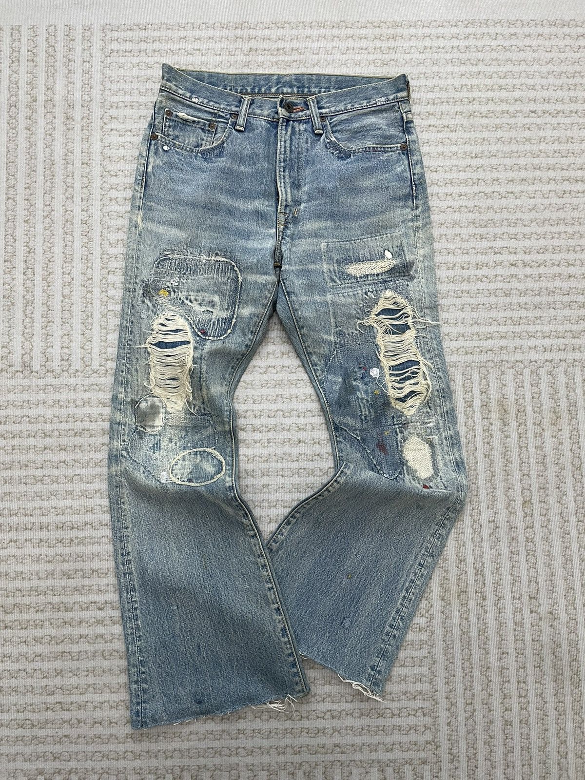 image of Kapital Boro Denim Pants in Blue, Men's (Size 30)