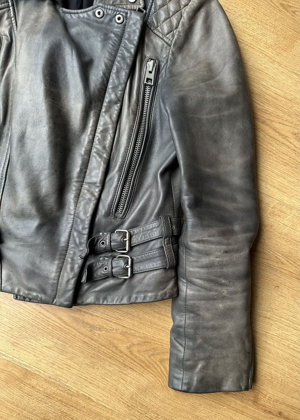 All Saints HAWKS BIKER sheepskin leather jacket us2 uk6 eu34