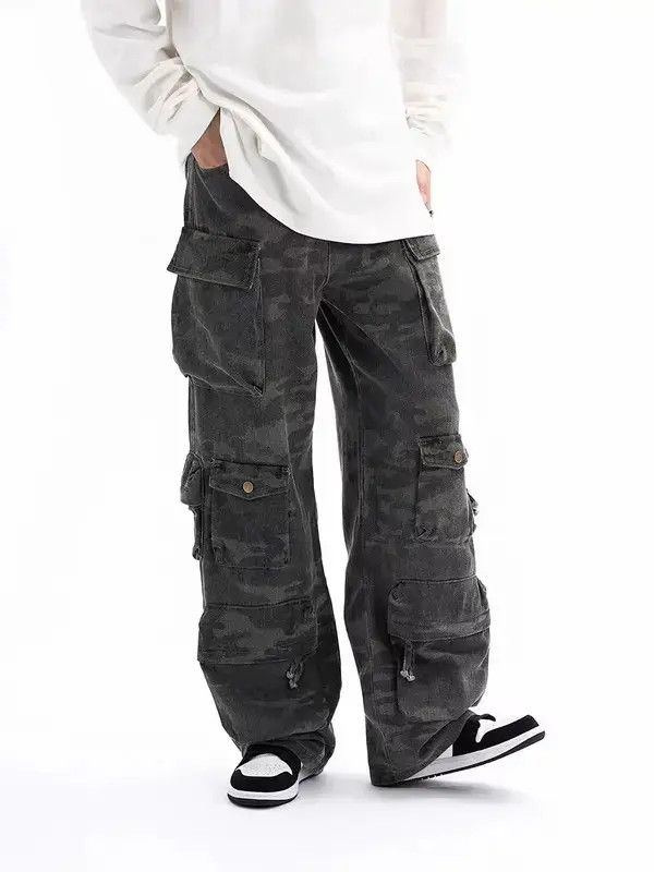 Japanese Brand × Jean × Vintage Retro multi-pocket workwear distressed camouflage jeans Size US 32 / EU 48 - 1 Thumbnail