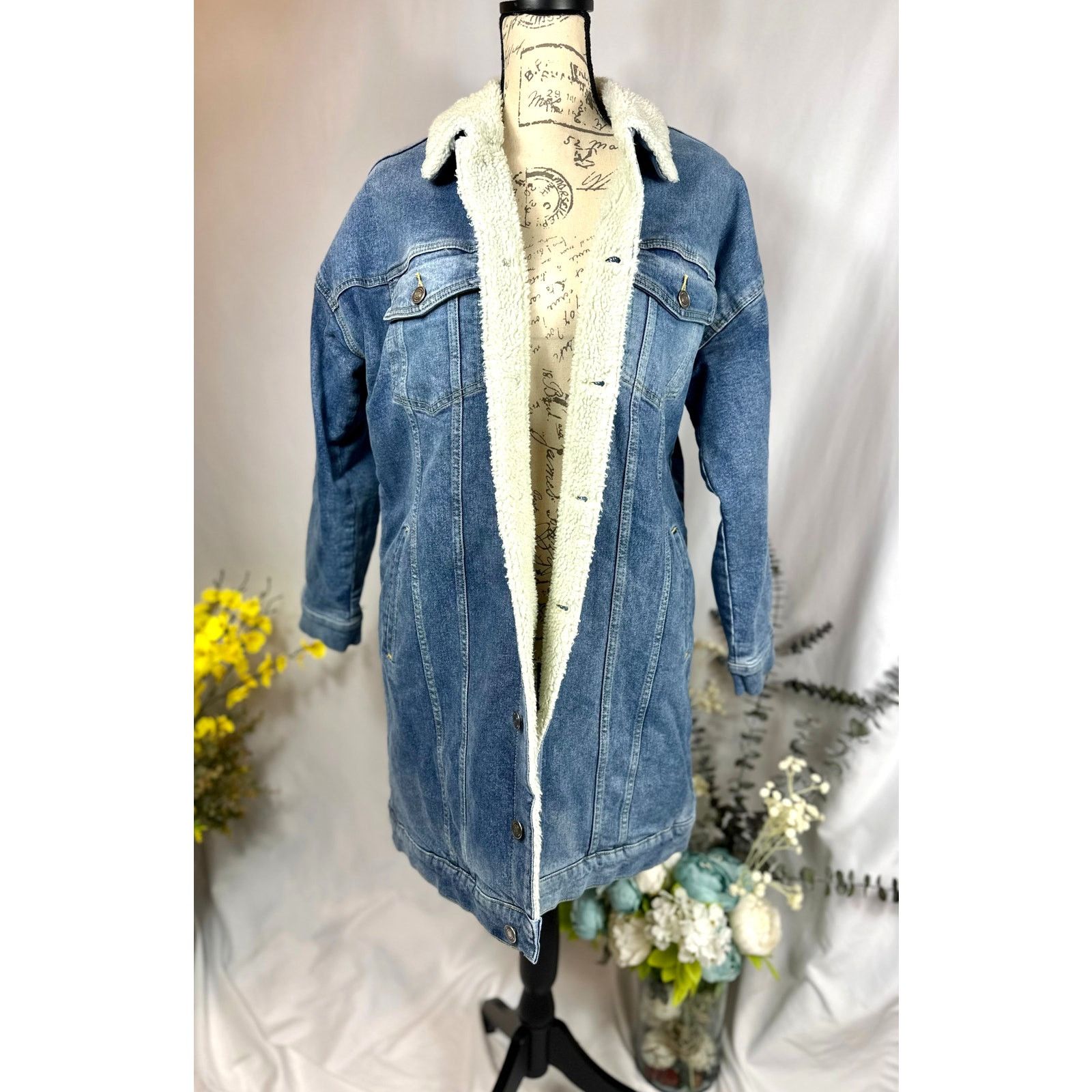 Other LNDN Landon Denim Sherpa Lined Jacket Medium Wash XS/S Size S / US 4 / IT 40 - 5 Thumbnail